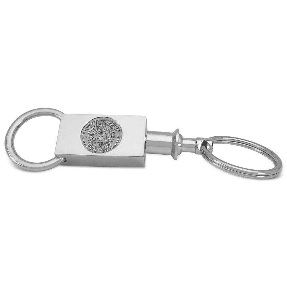 Silver Northeastern Huskies Personalized Key Ring