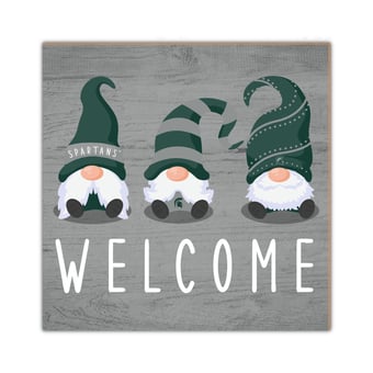 Michigan State Spartans 10'' x 10'' Welcome Gnomes Sign
