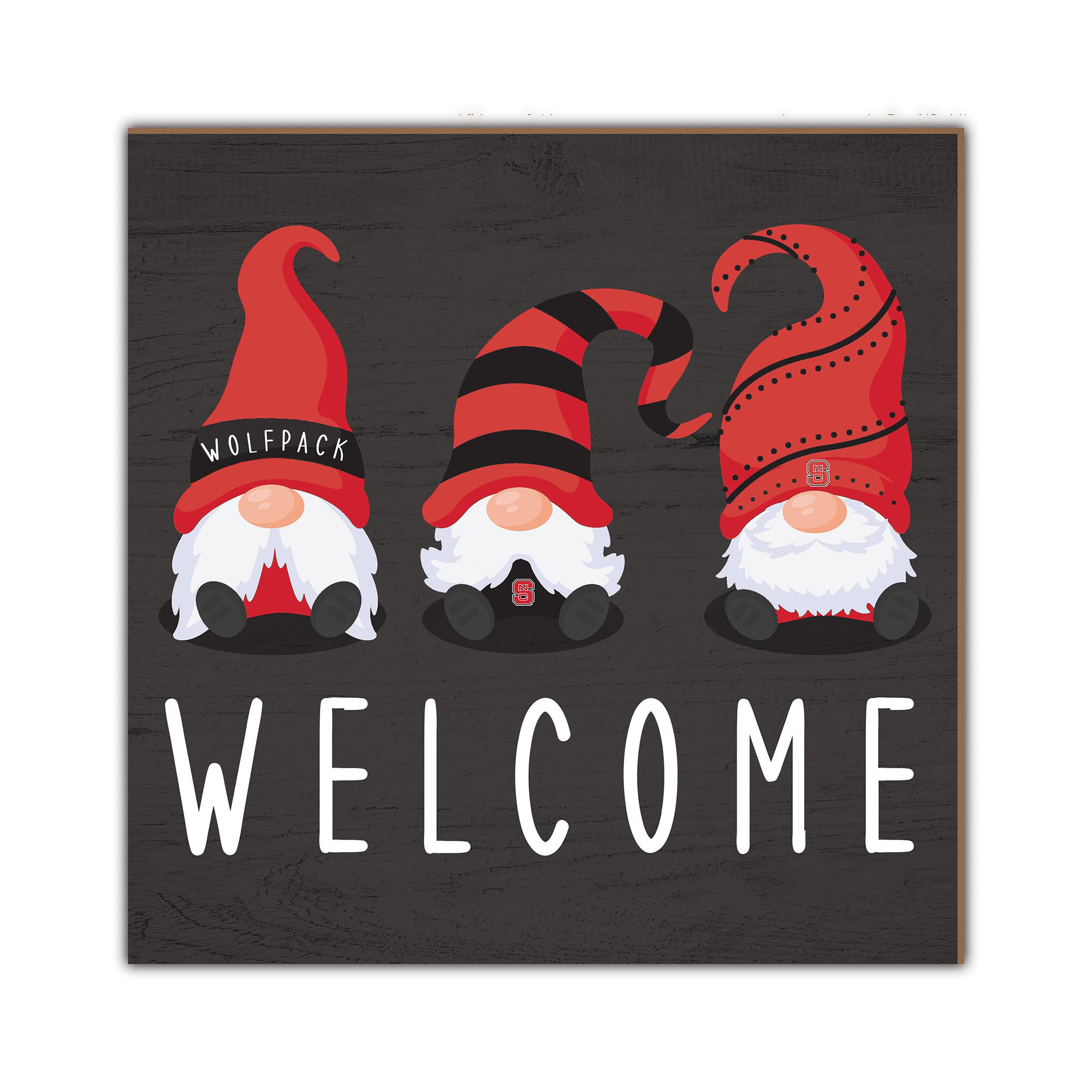 NC State Wolfpack 10'' x 10'' Welcome Gnomes Sign