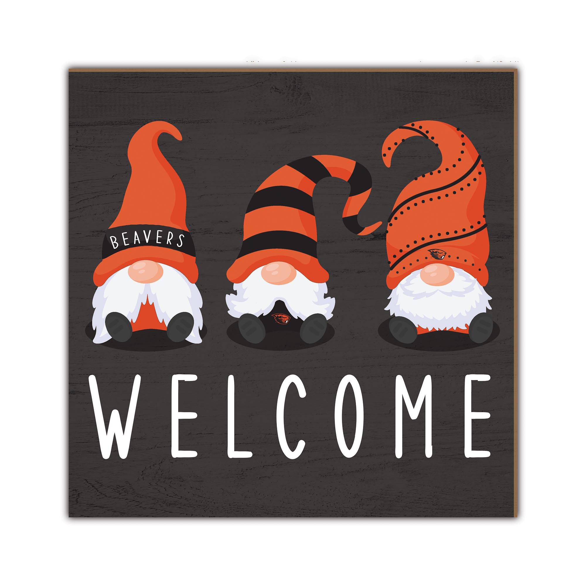 Oregon State Beavers 10'' x 10'' Welcome Gnomes Sign