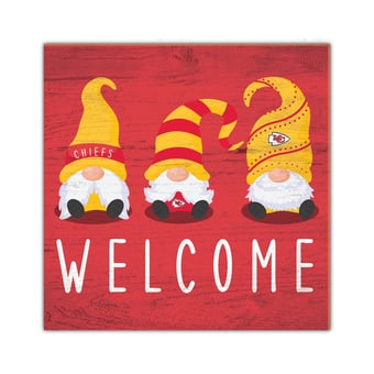Kansas City Chiefs 10'' x 10'' Welcome Gnomes Sign