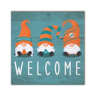 Miami Dolphins 10'' x 10'' Welcome Gnomes Sign
