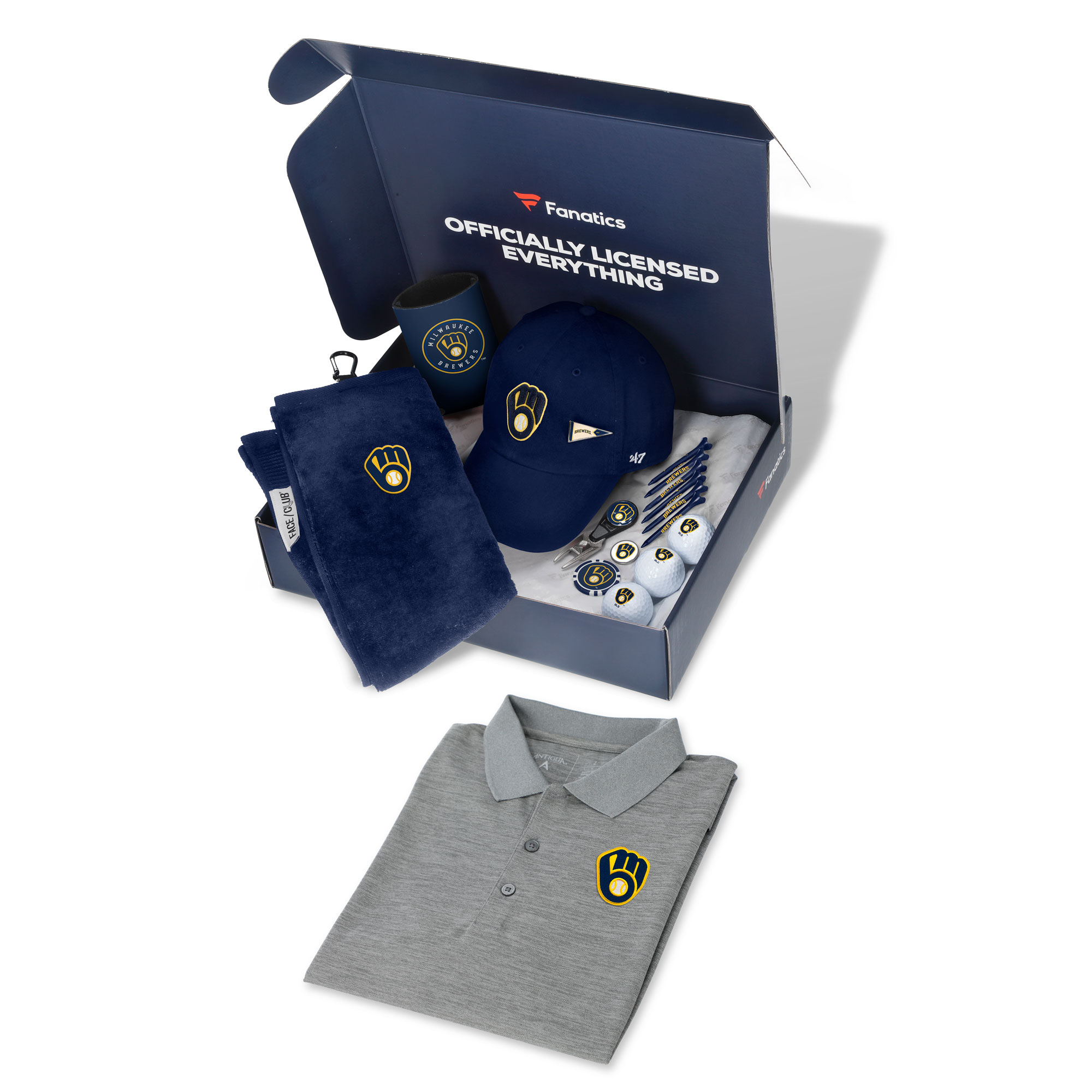 WinCraft Milwaukee Brewers Fanatics Pack Golf Themed Gift Box – 5+ Value WinCraft Milwaukee Brewers Fanatics Pack Golf Themed Gift Box – 5+ Value