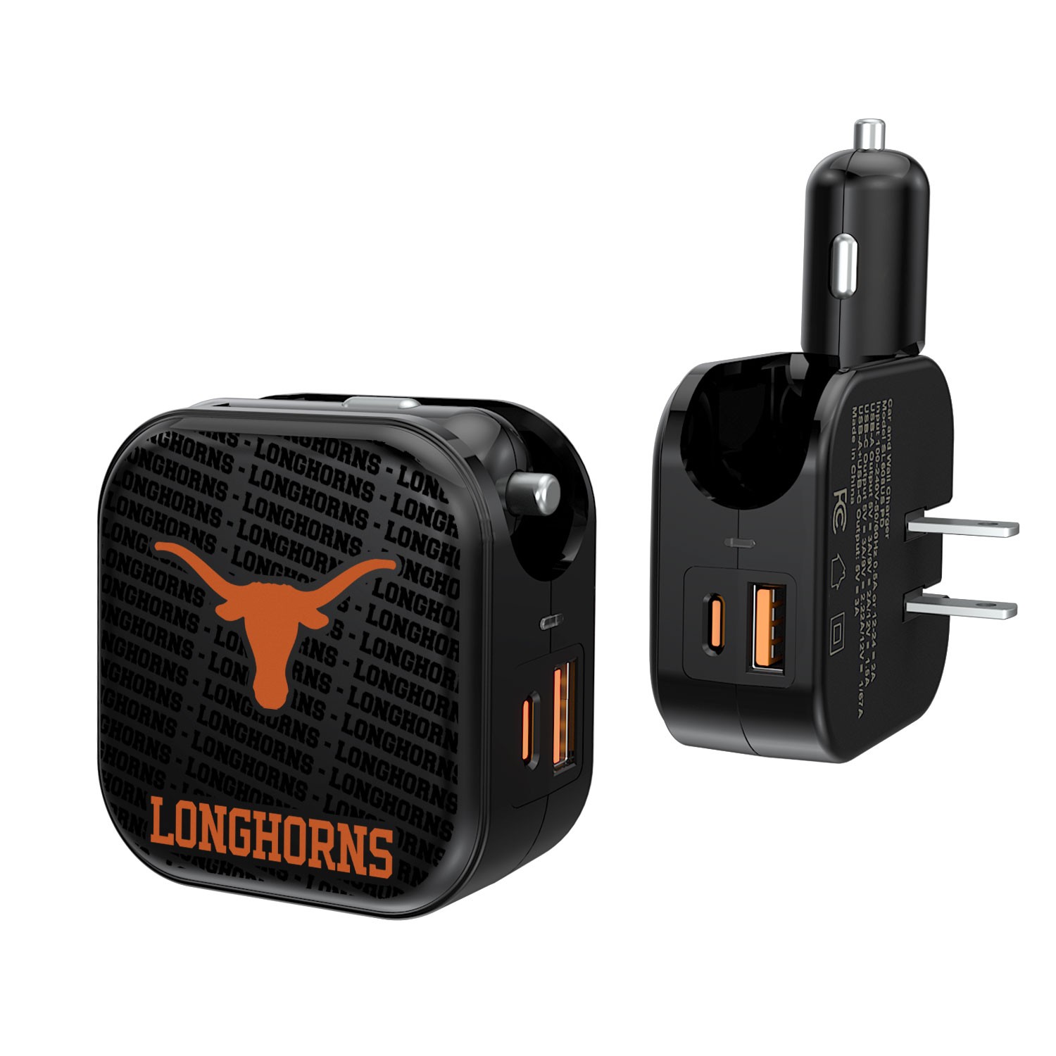 Texas Longhorns Team Logo Dual Port USB Car & Home Charger