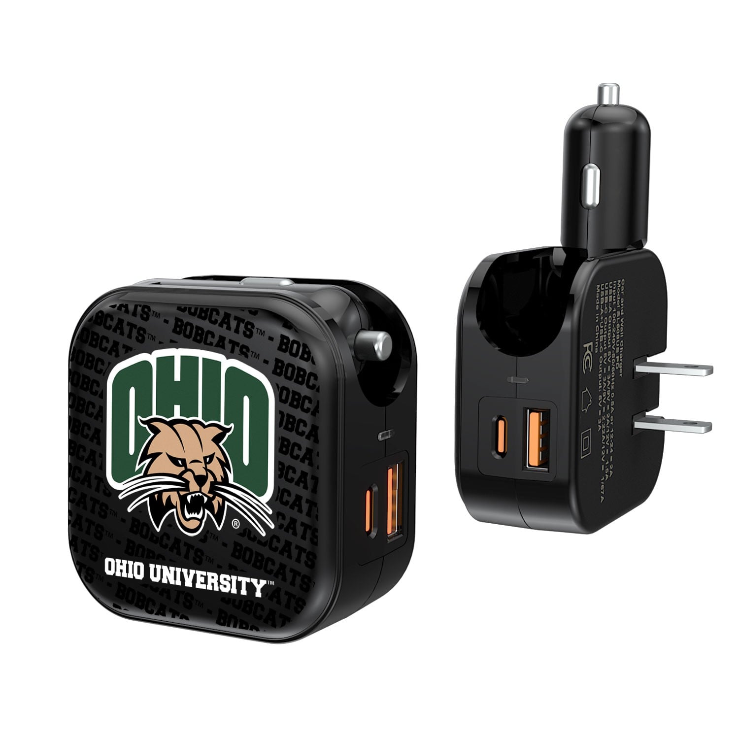 Ohio Bobcats Team Logo Dual Port USB Car & Home Charger