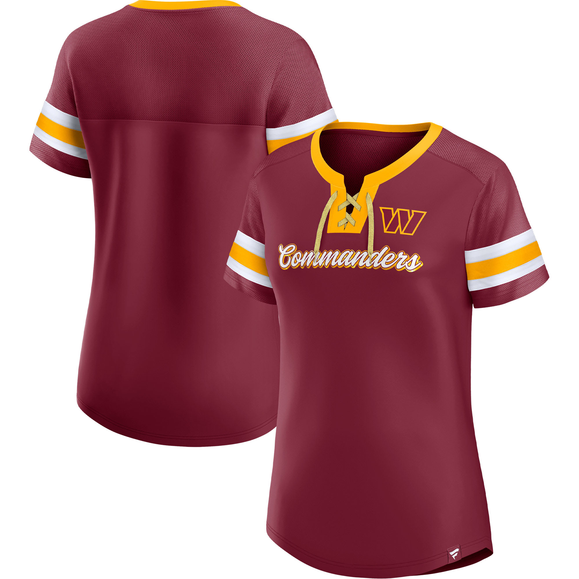 Women's Fanatics Burgundy Washington Commanders Plus Size Original State Lace-Up T-Shirt