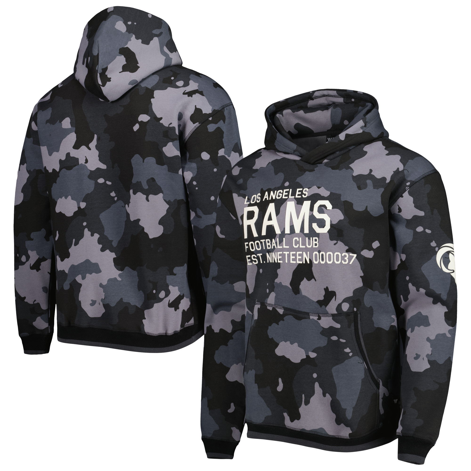 Men's The Wild Collective Black Los Angeles Rams Camo Pullover Hoodie