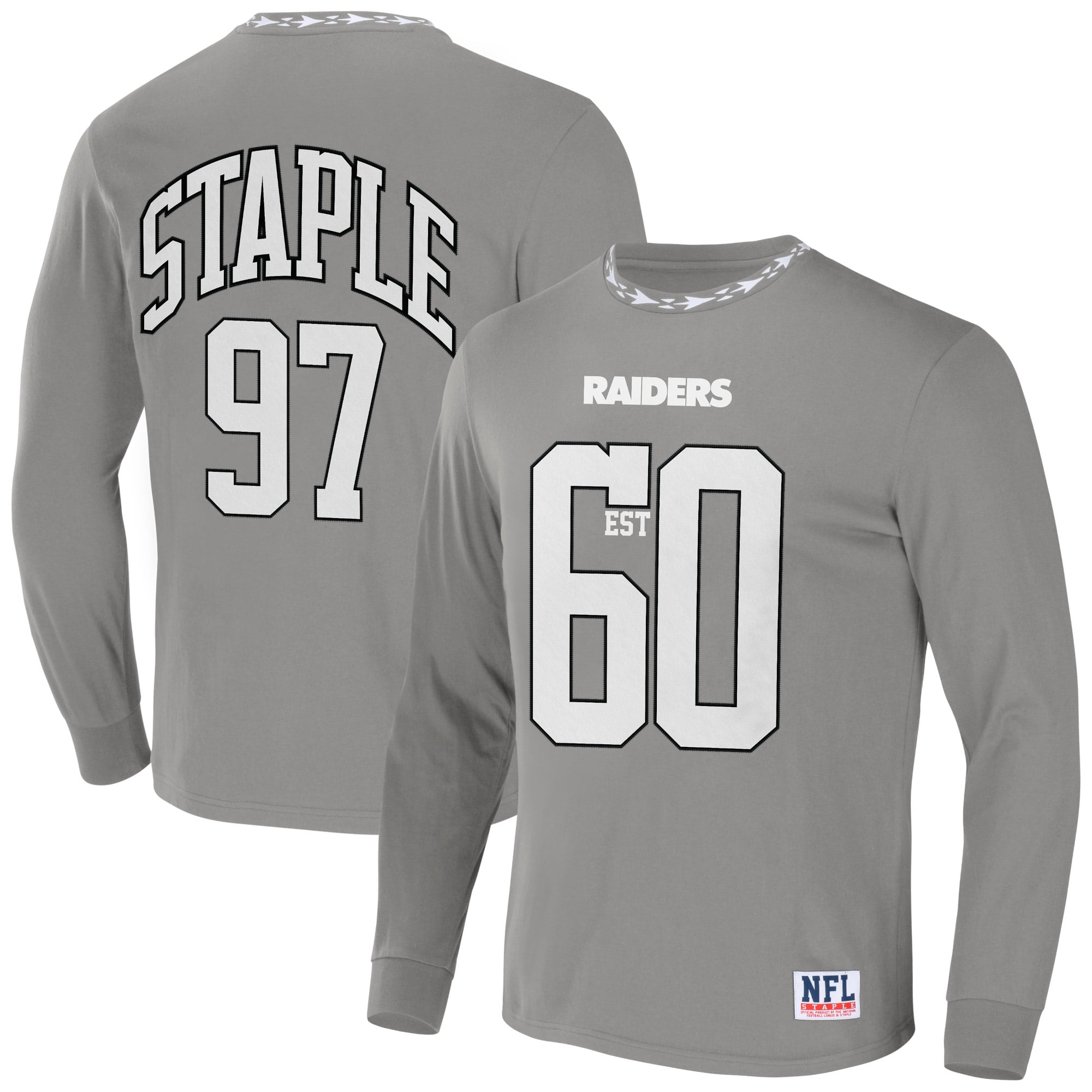 Men’s NFL x Staple Gray Las Vegas Raiders Core Team Long Sleeve T-Shirt Men’s NFL x Staple Gray Las Vegas Raiders Core Team Long Sleeve T-Shirt