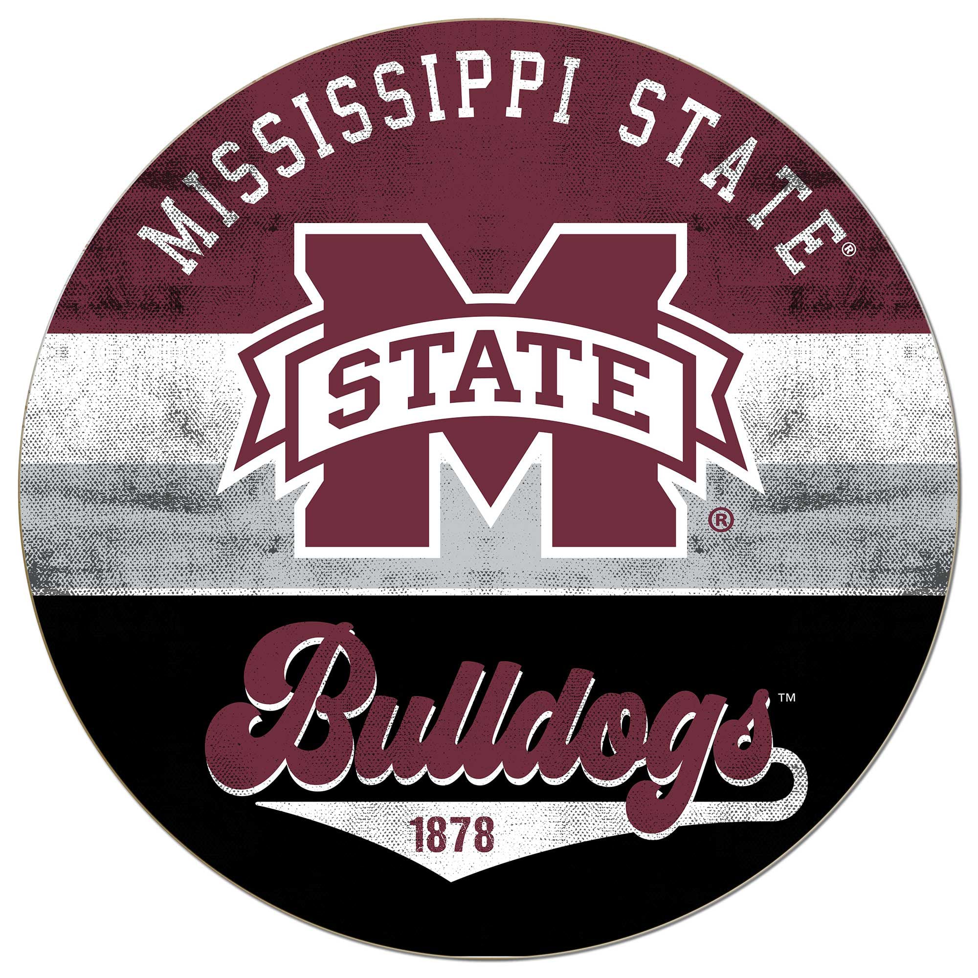 Mississippi State Bulldogs 20'' x 20'' Retro Logo Circle Sign