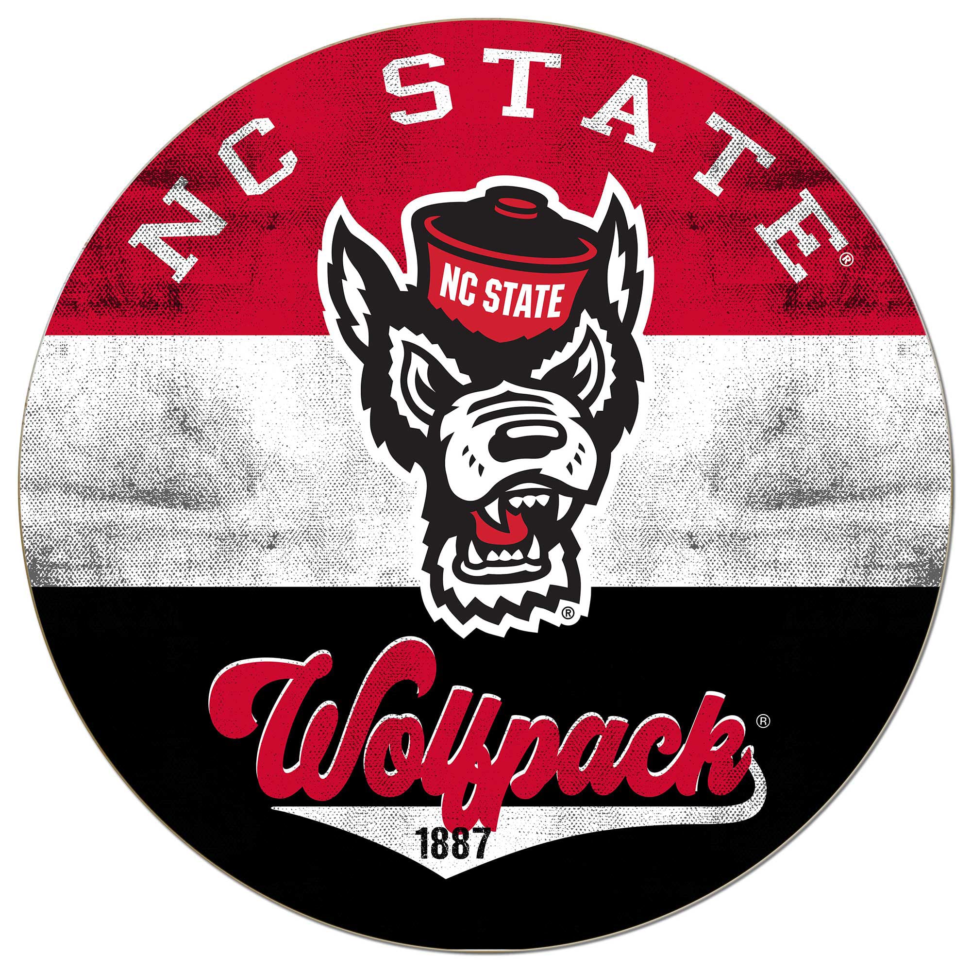 NC State Wolfpack 20'' x 20'' Retro Logo Circle Sign