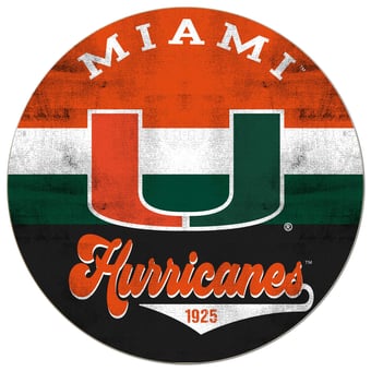 Miami Hurricanes 20'' x 20'' Retro Logo Circle Sign