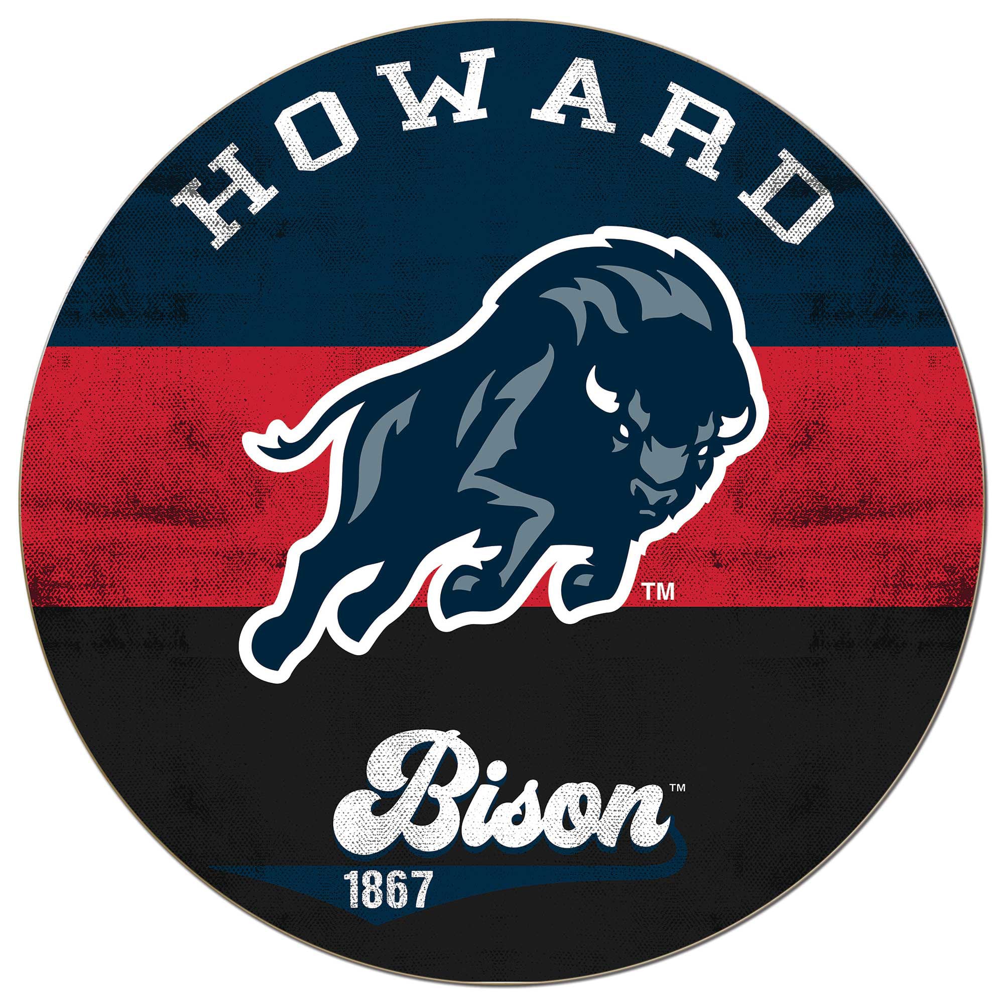 Howard Bison 20'' x 20'' Retro Logo Circle Sign