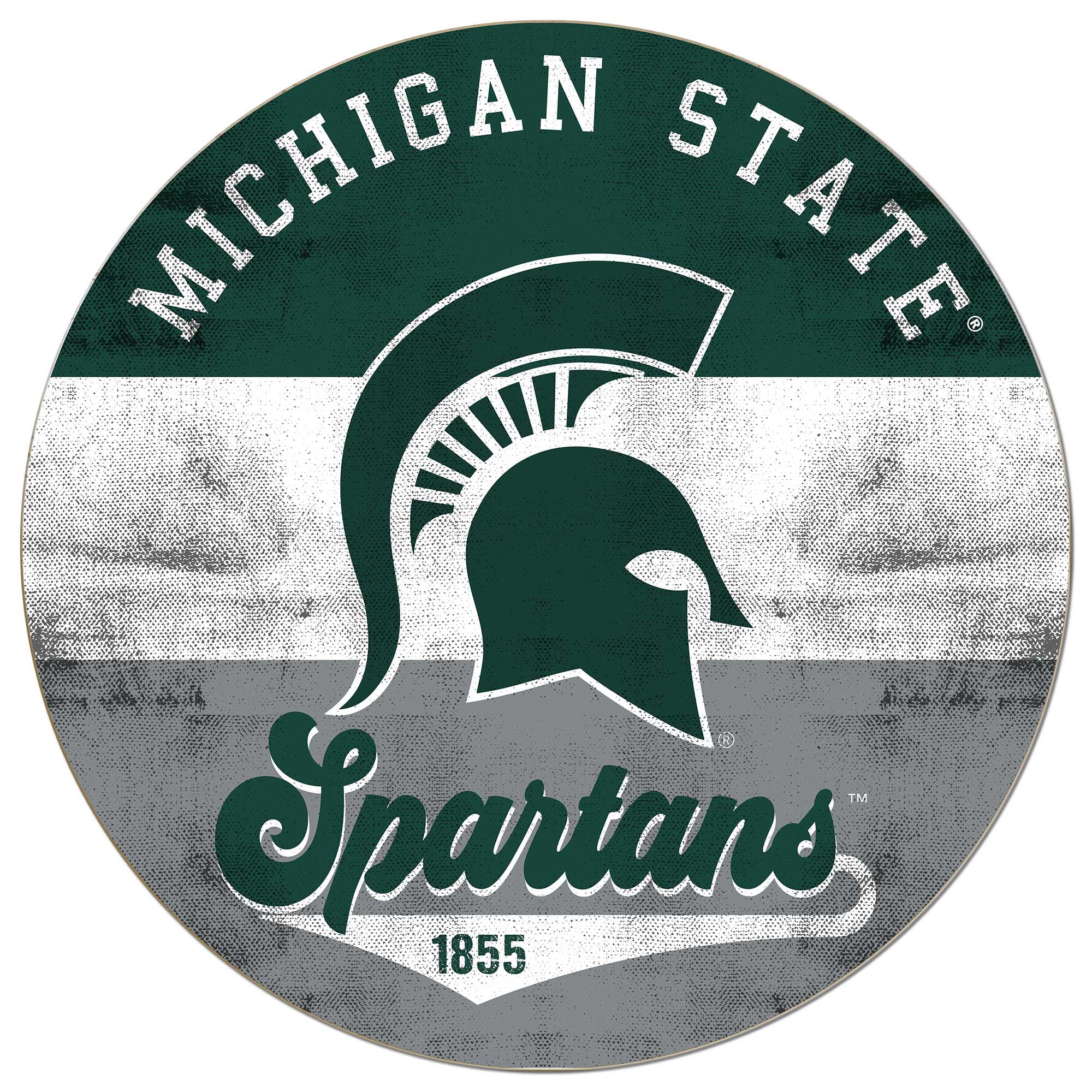 Michigan State Spartans 20'' x 20'' Retro Logo Circle Sign