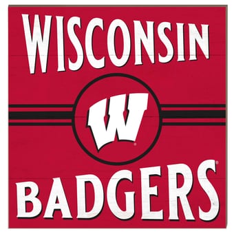 Wisconsin Badgers 10'' x 10'' Retro Team Sign