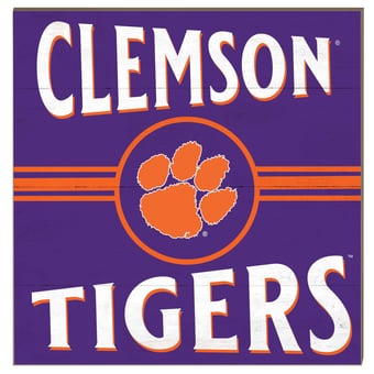 Clemson Tigers 10'' x 10'' Retro Team Sign