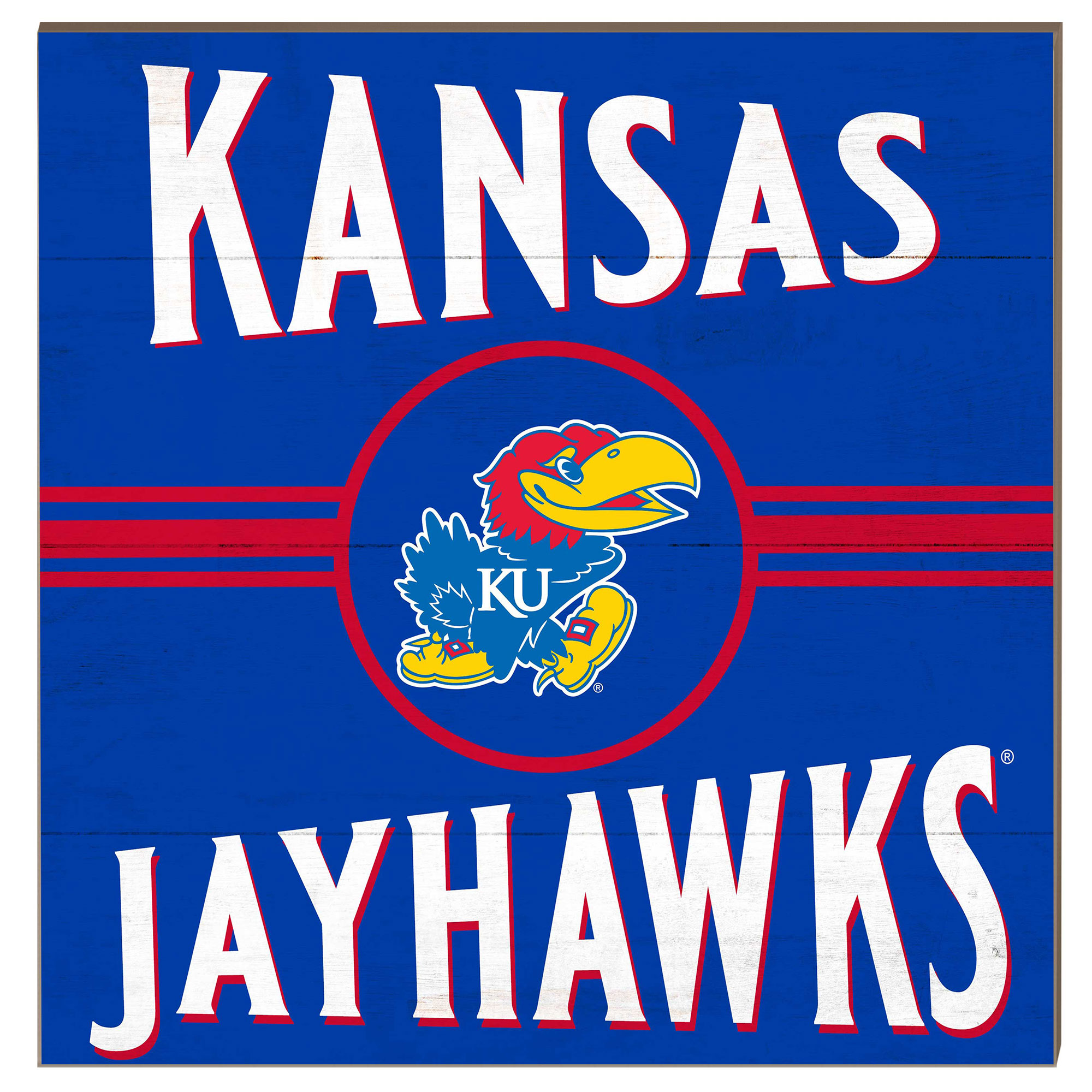 Kansas Jayhawks 10'' x 10'' Retro Team Sign