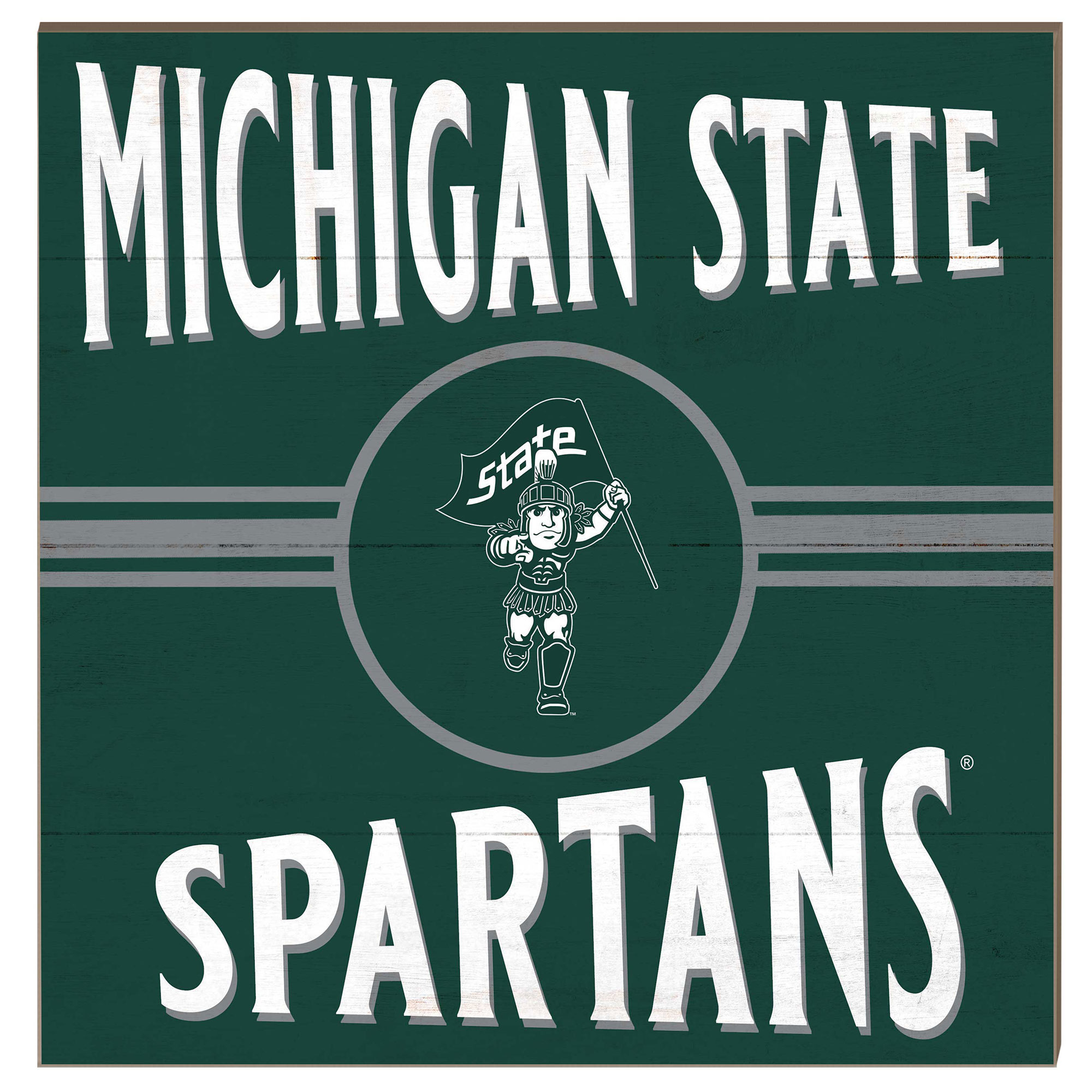 Michigan State Spartans 10'' x 10'' Retro Team Sign
