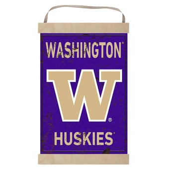 Washington Huskies Faux Rust Banner Sign