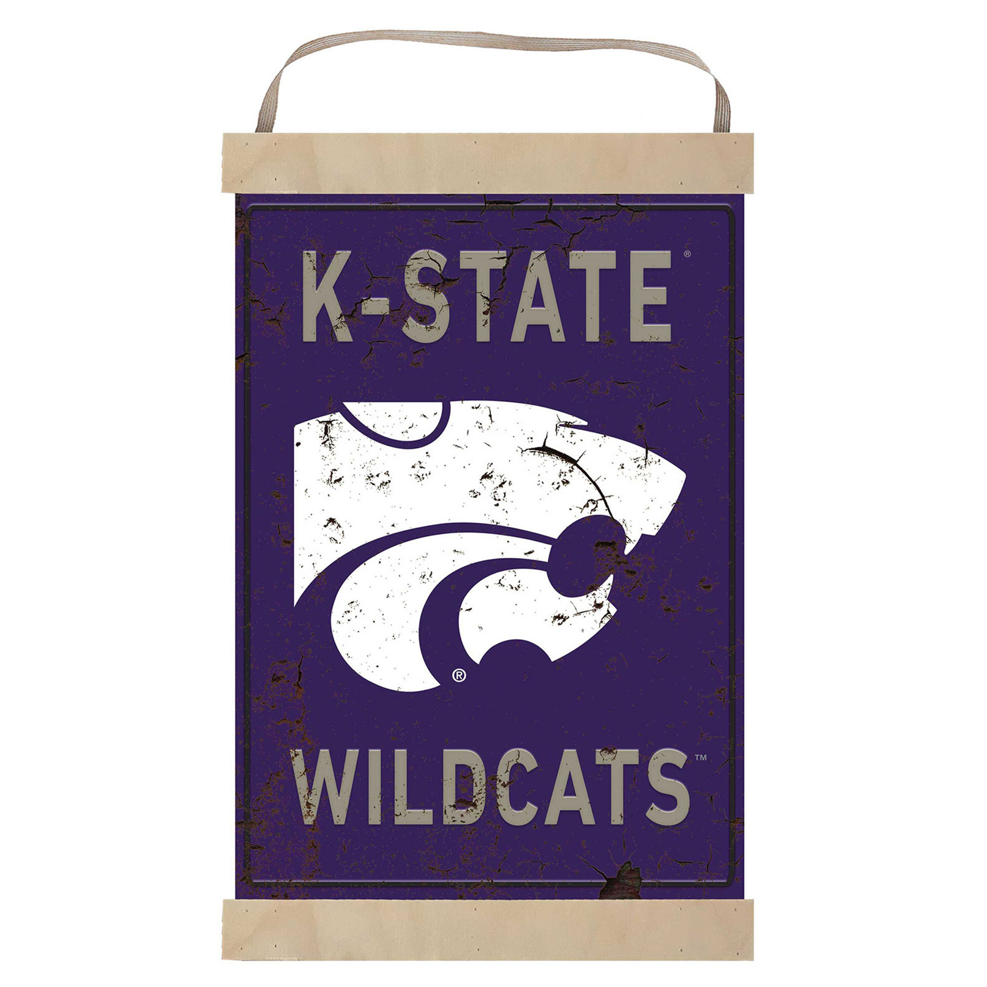 Kansas State Wildcats Faux Rust Banner Sign