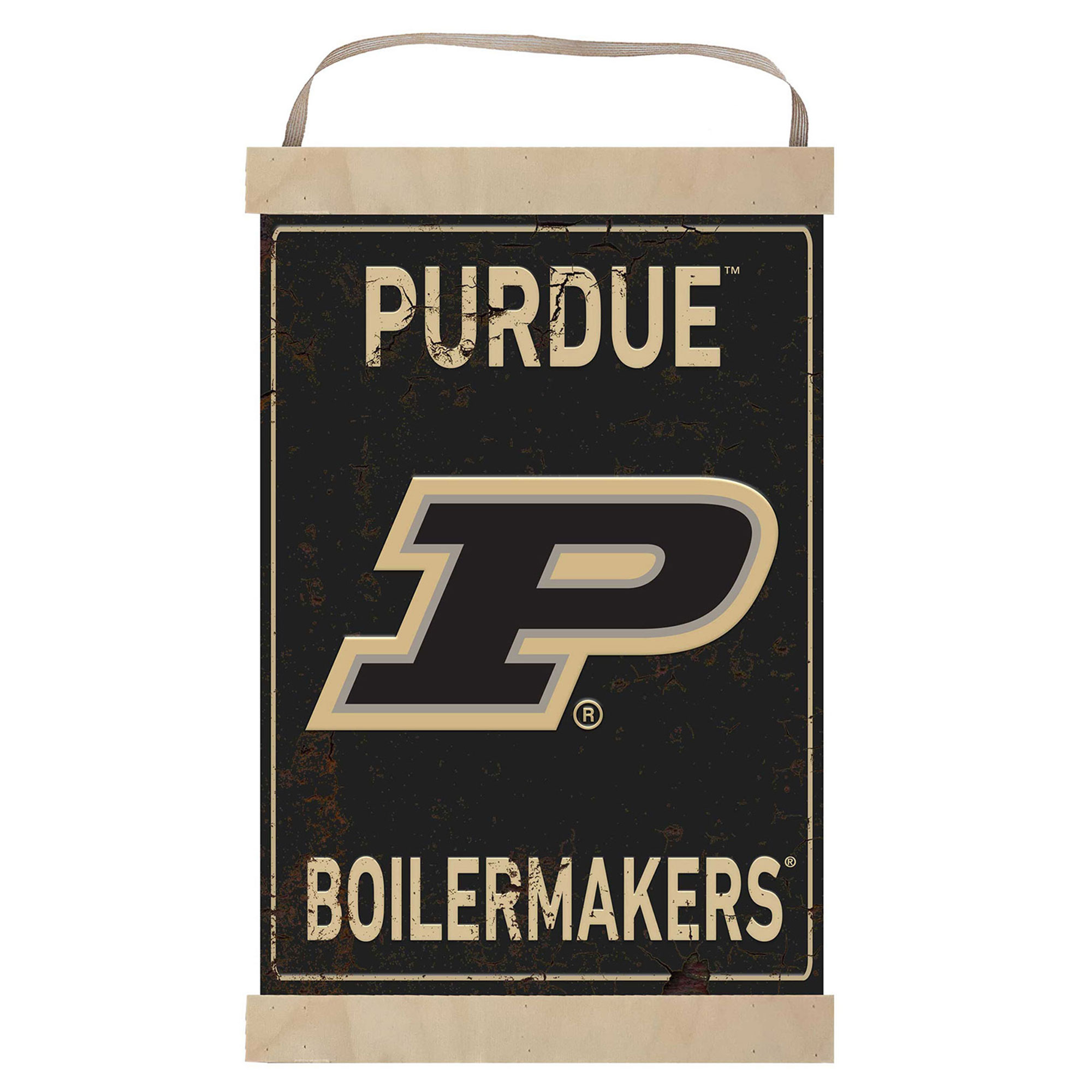 Purdue Boilermakers Faux Rust Banner Sign