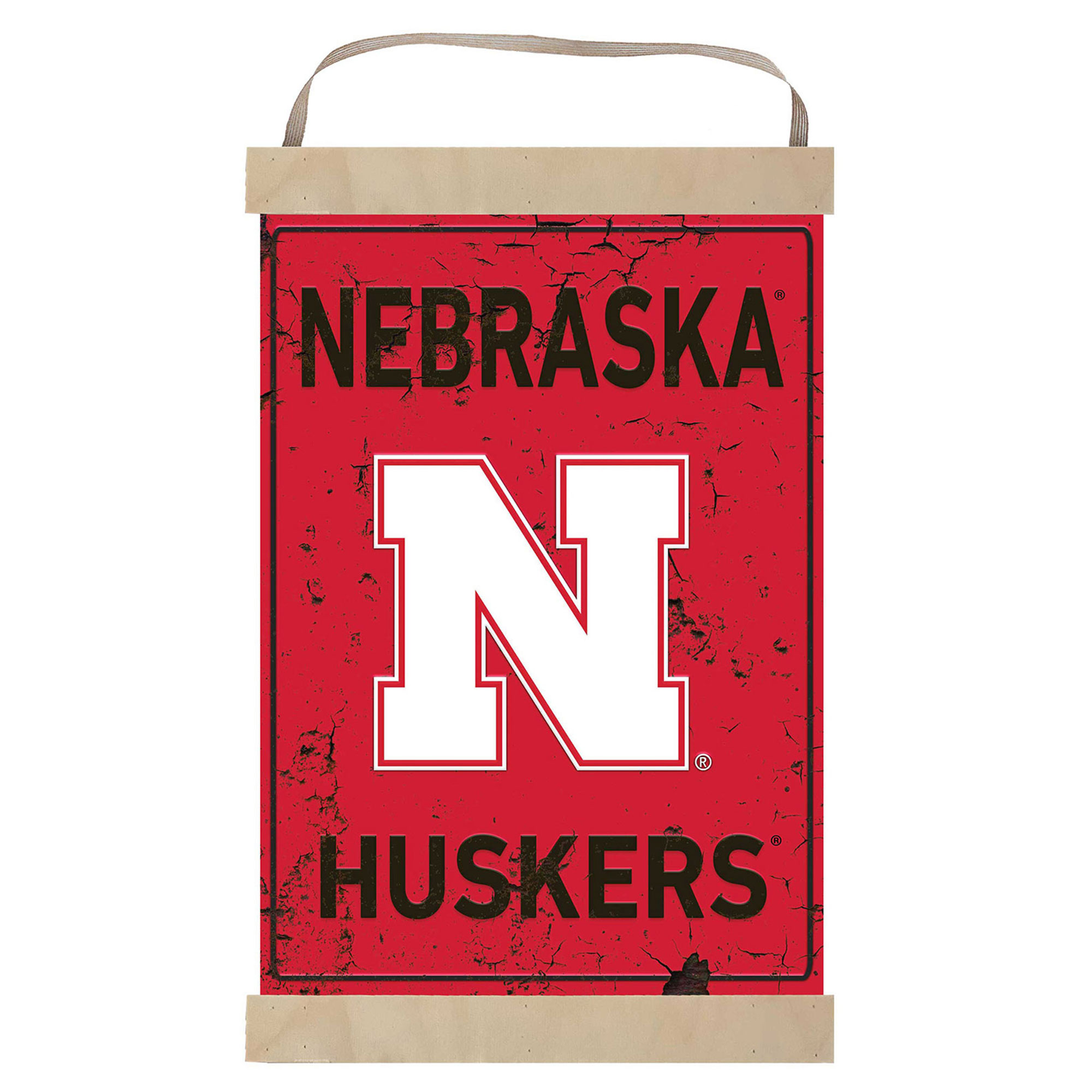 Nebraska Huskers Faux Rust Banner Sign