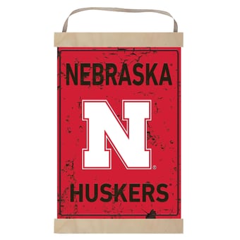 Nebraska Huskers Faux Rust Banner Sign
