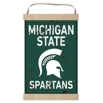 Michigan State Spartans Faux Rust Banner Sign