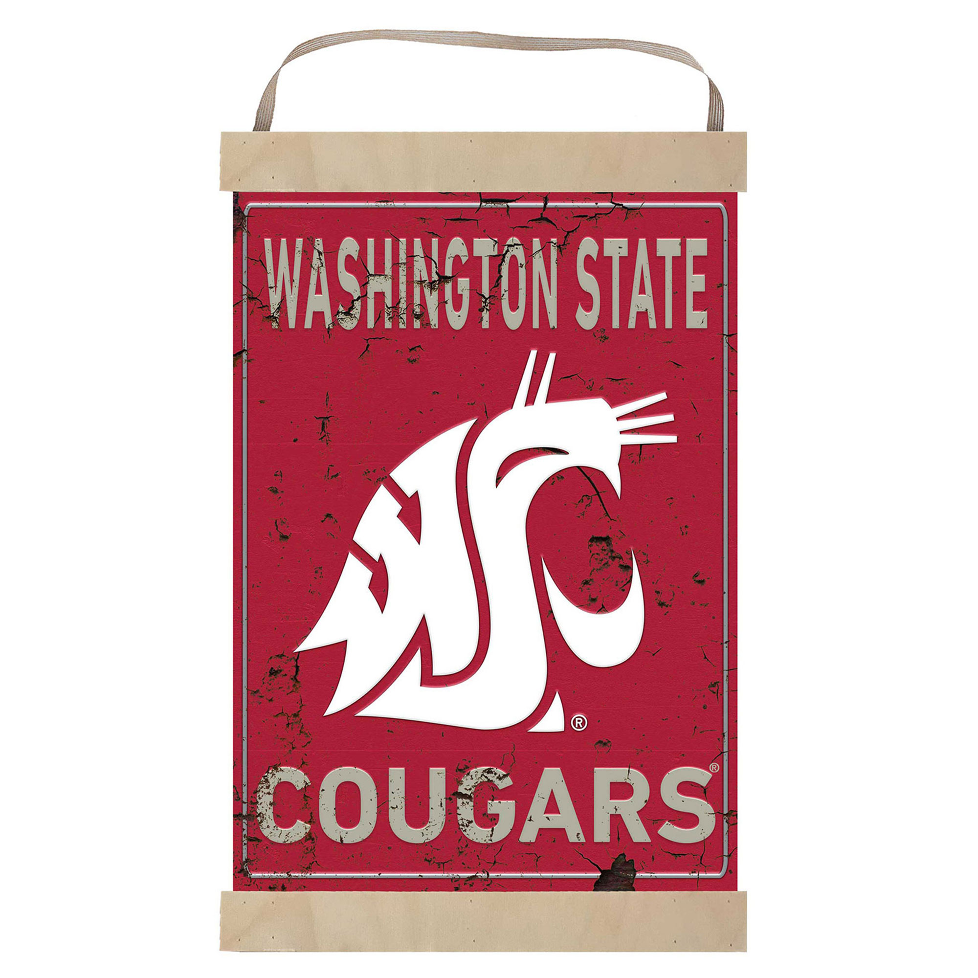 Washington State Cougars Faux Rust Banner Sign