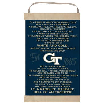 Georgia Tech Yellow Jackets Fight Song Banner Sign