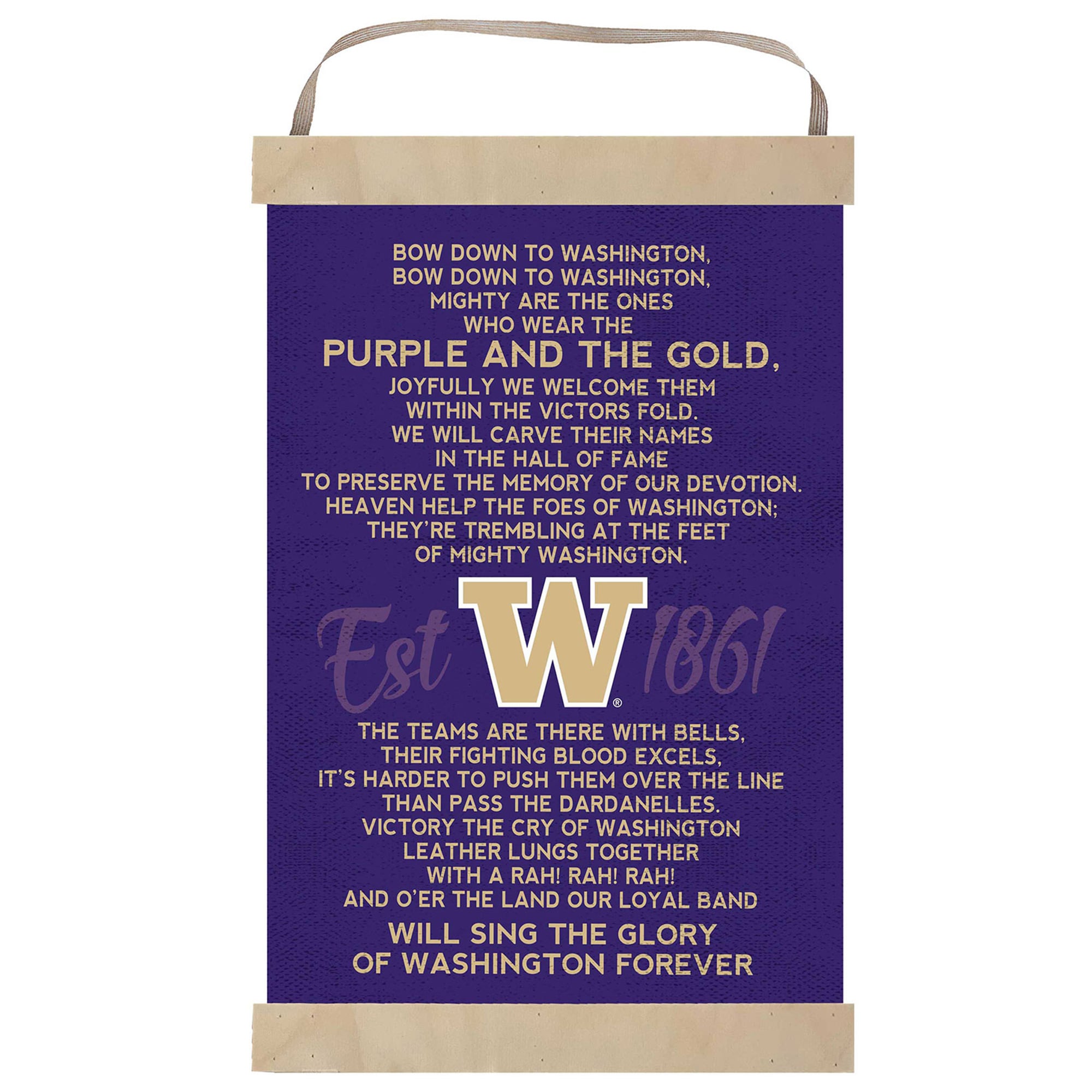 Washington Huskies Fight Song Banner Sign