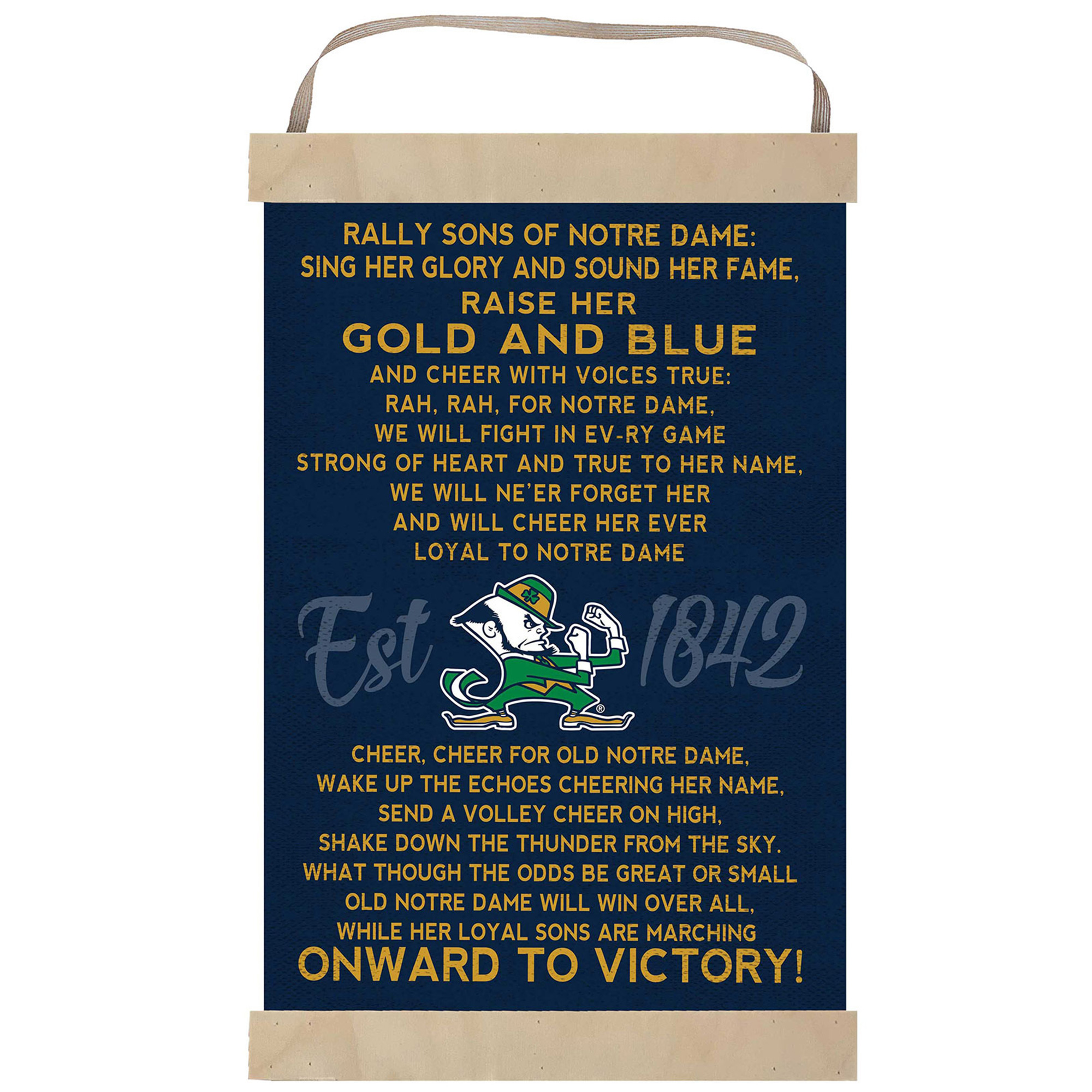 Notre Dame Fighting Irish Fight Song Banner Sign