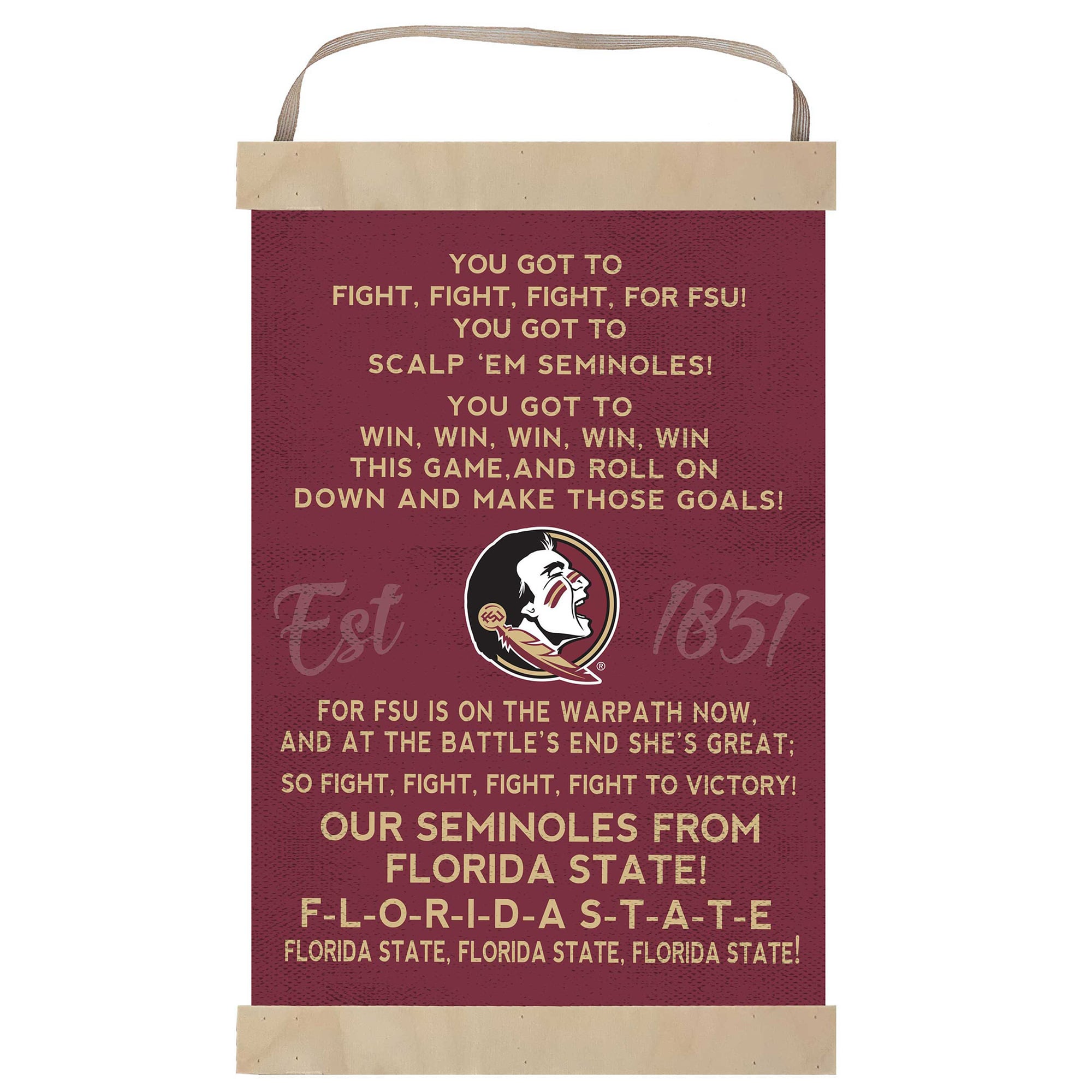 Florida State Seminoles Fight Song Banner Sign