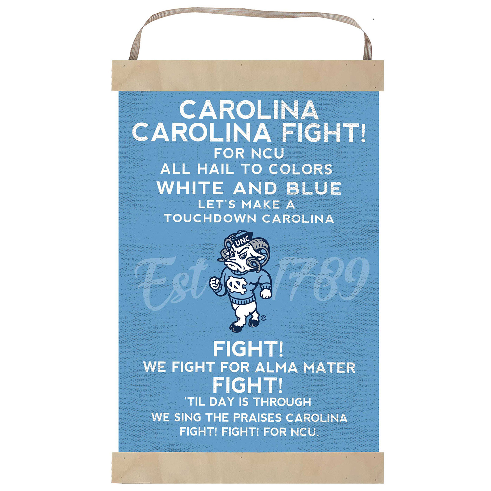 North Carolina Tar Heels Fight Song Banner Sign