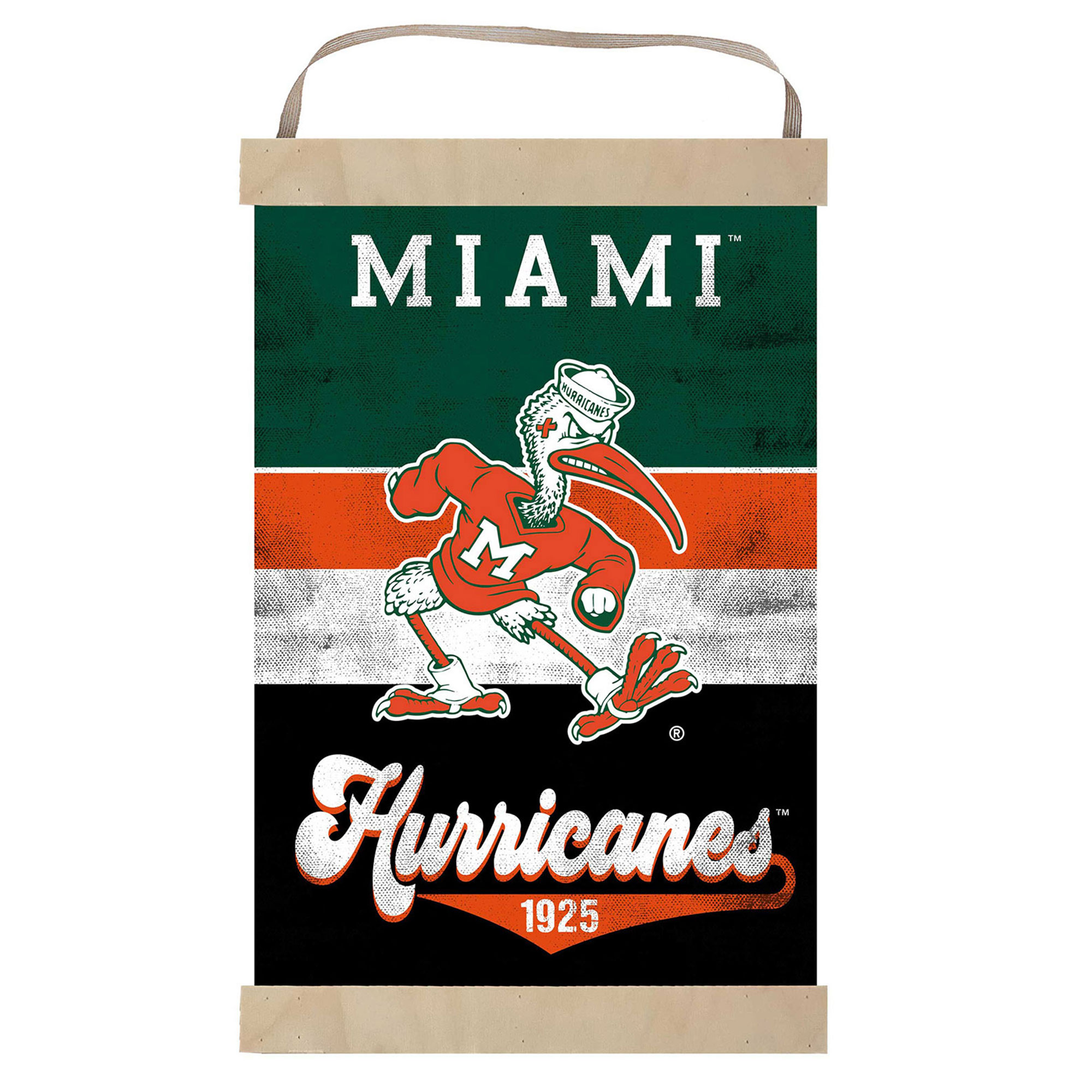 Miami Hurricanes Retro Logo Banner Sign