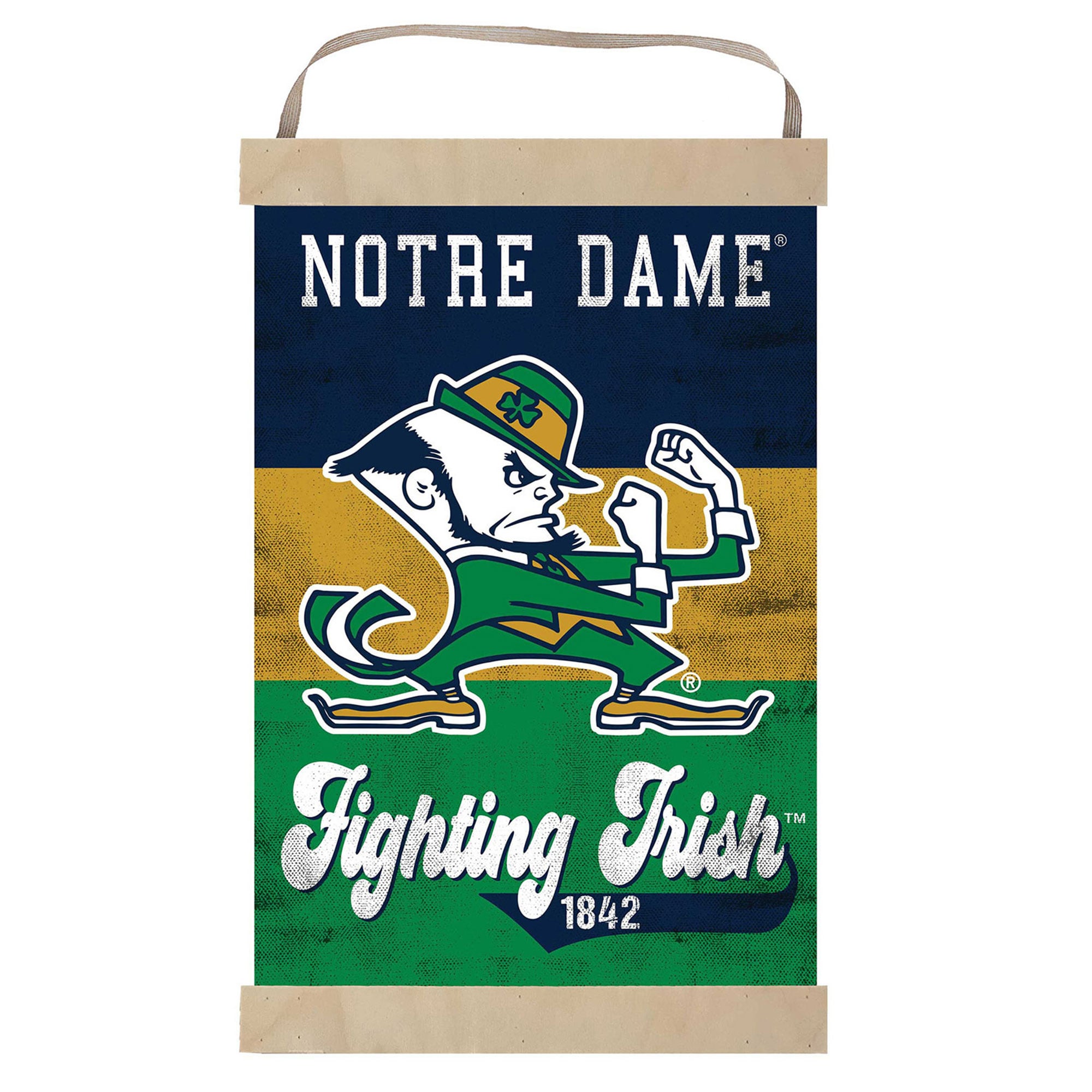 Notre Dame Fighting Irish Retro Logo Banner Sign