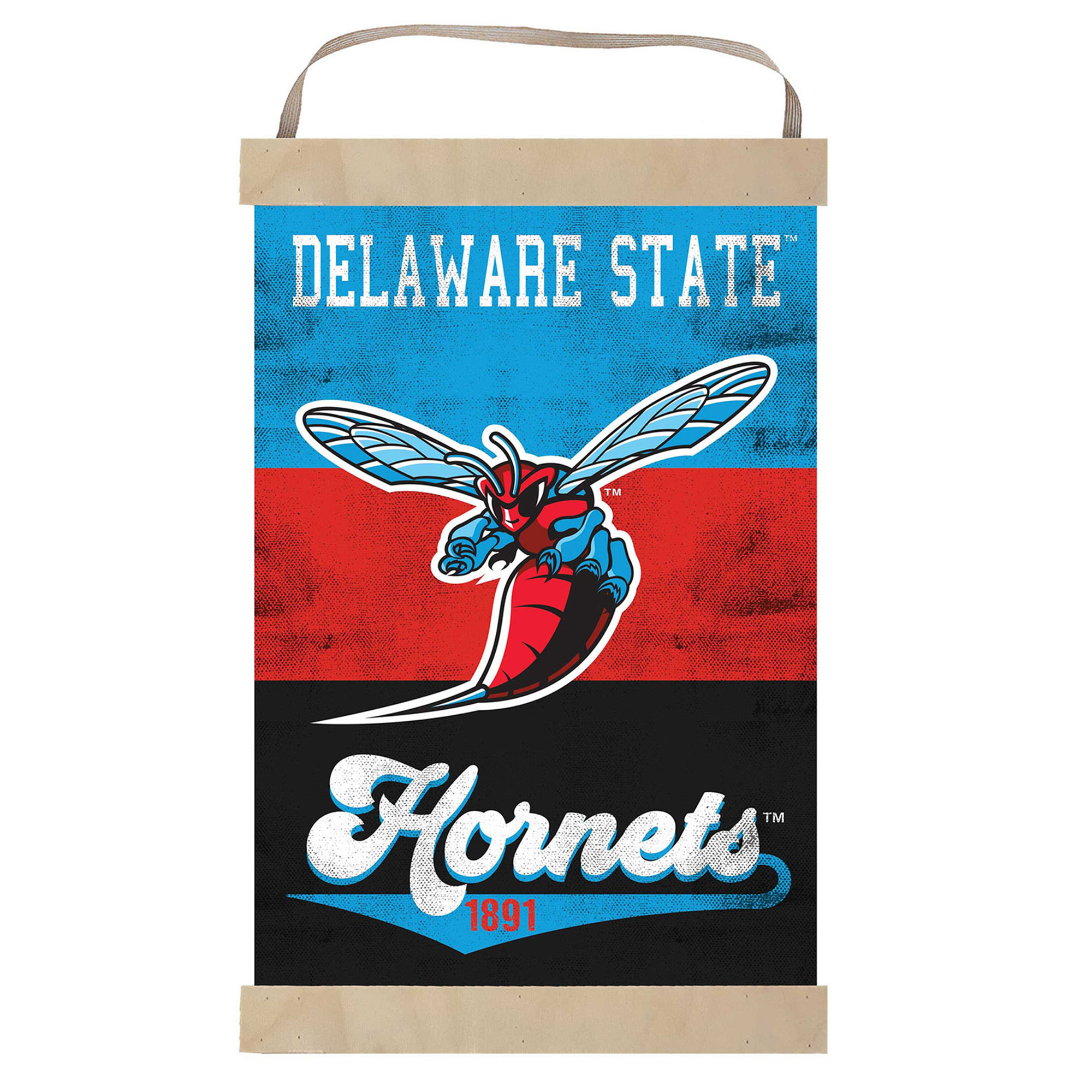 Delaware State Hornets Retro Logo Banner Sign