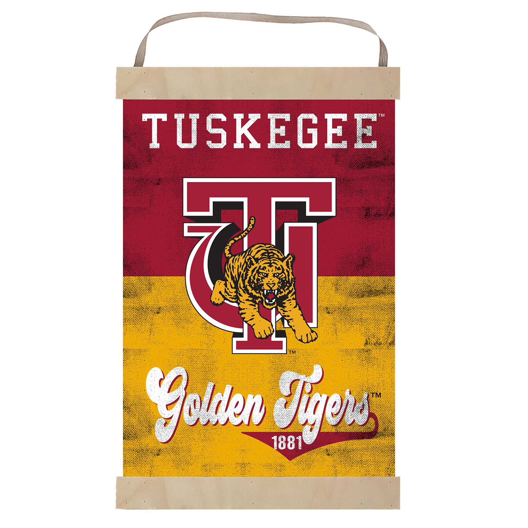 Tuskegee Golden Tigers Retro Logo Banner Sign