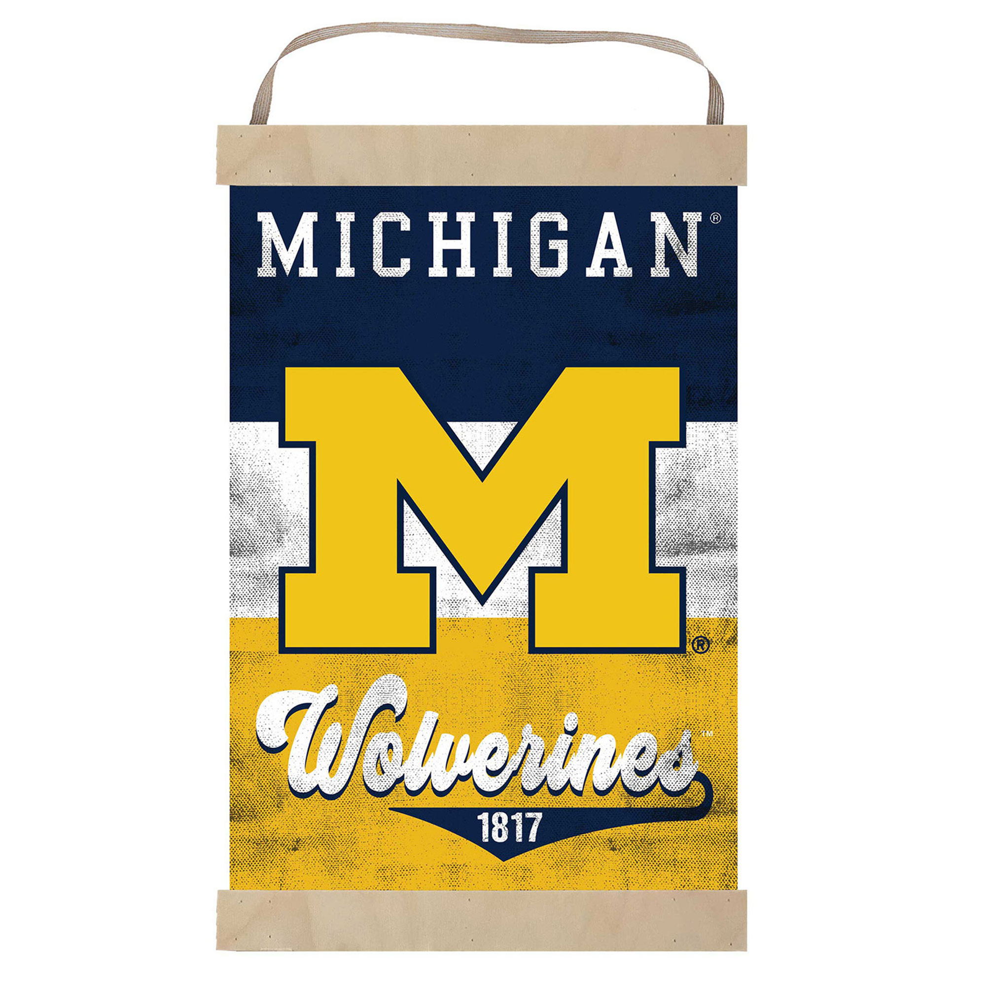Michigan Wolverines Retro Logo Banner Sign