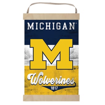 Michigan Wolverines Retro Logo Banner Sign