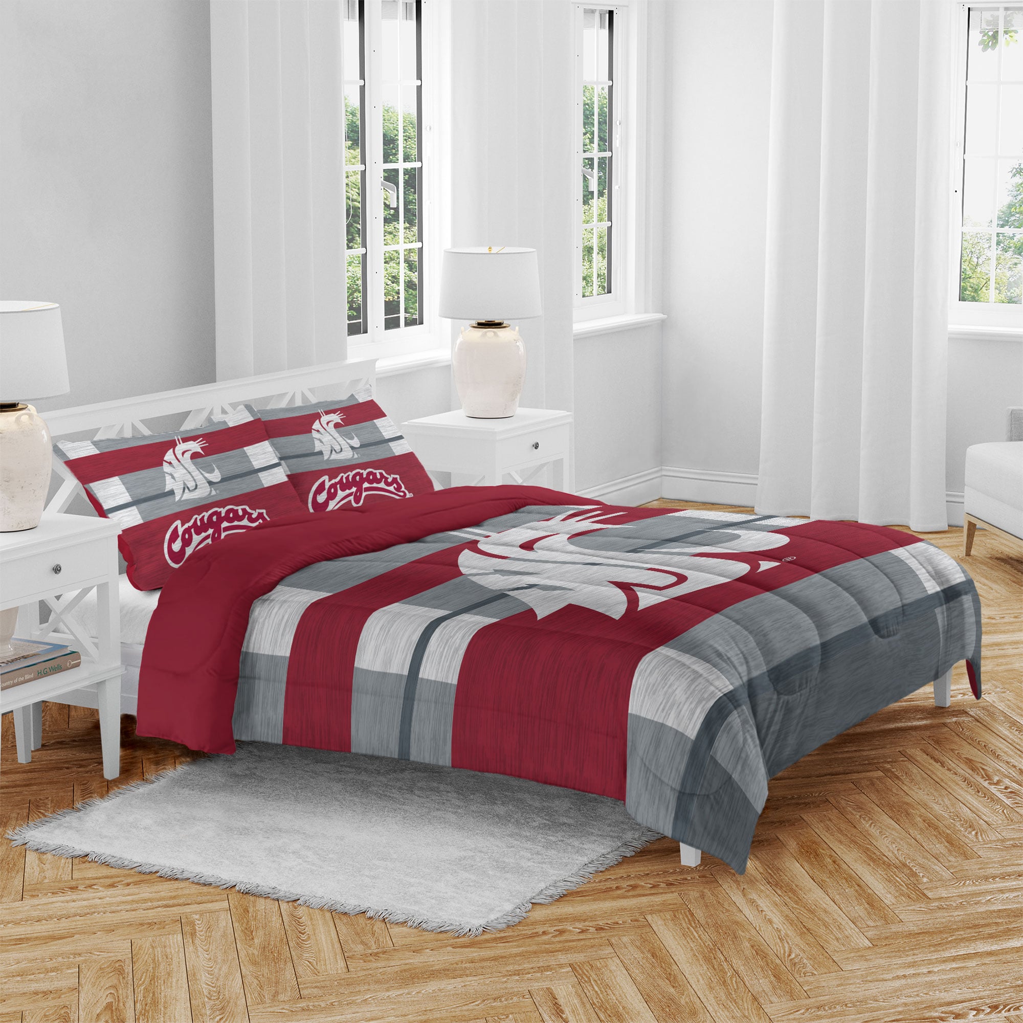 Washington State Cougars Heathered Stripe 3-Piece Full/Queen Bed Set