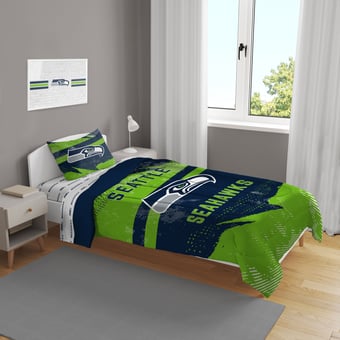 Seattle Seahawks Slanted Stripe 4-Piece Twin Bed Set