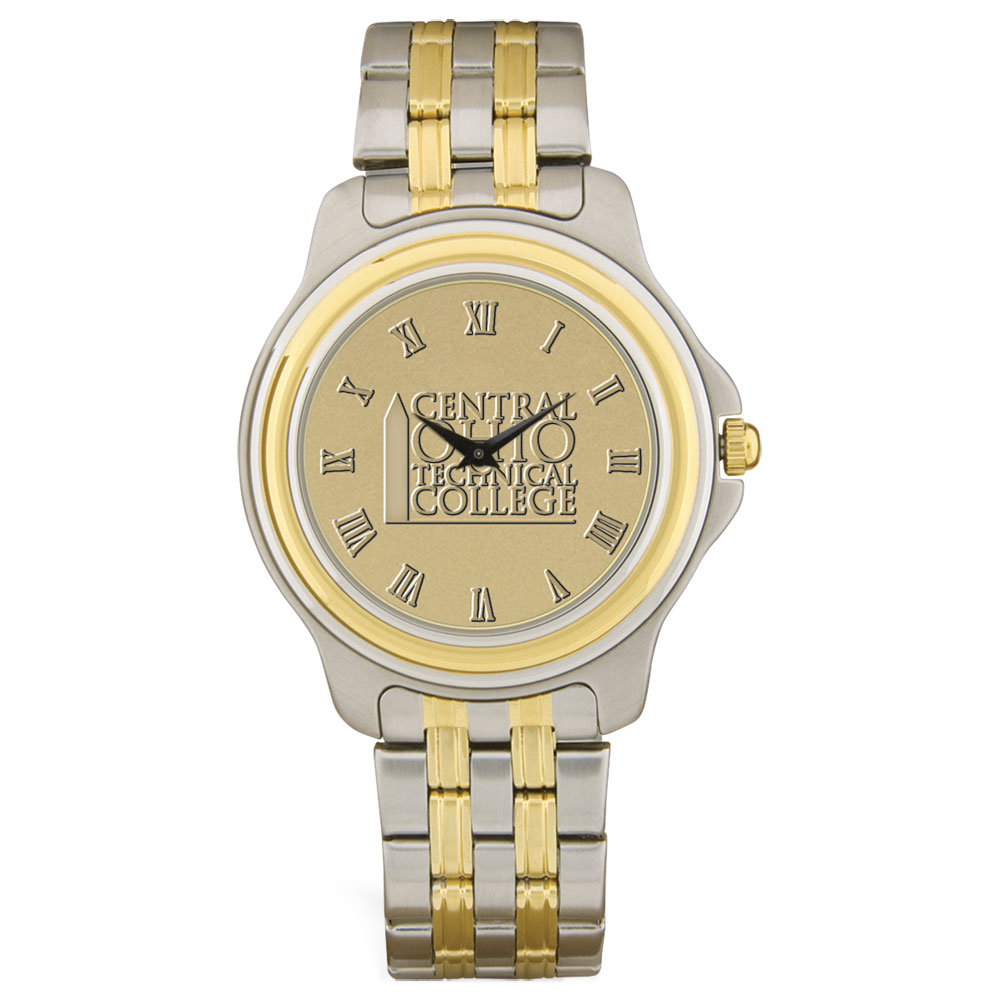 Men's Gold Central Ohio Technical College Two-Tone Medallion Wristwatch
