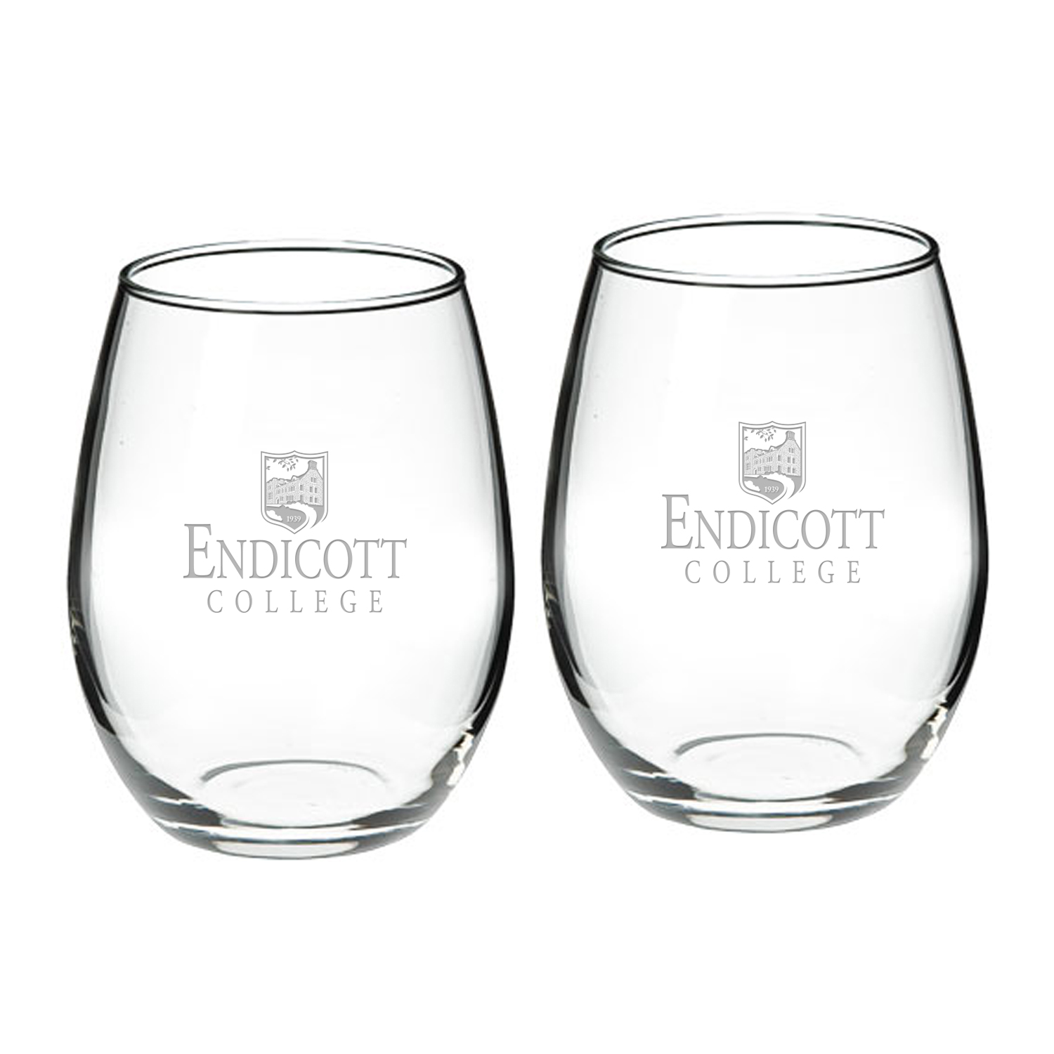 Endicott College 21oz. 2-Piece Stemless Wine Glass Set