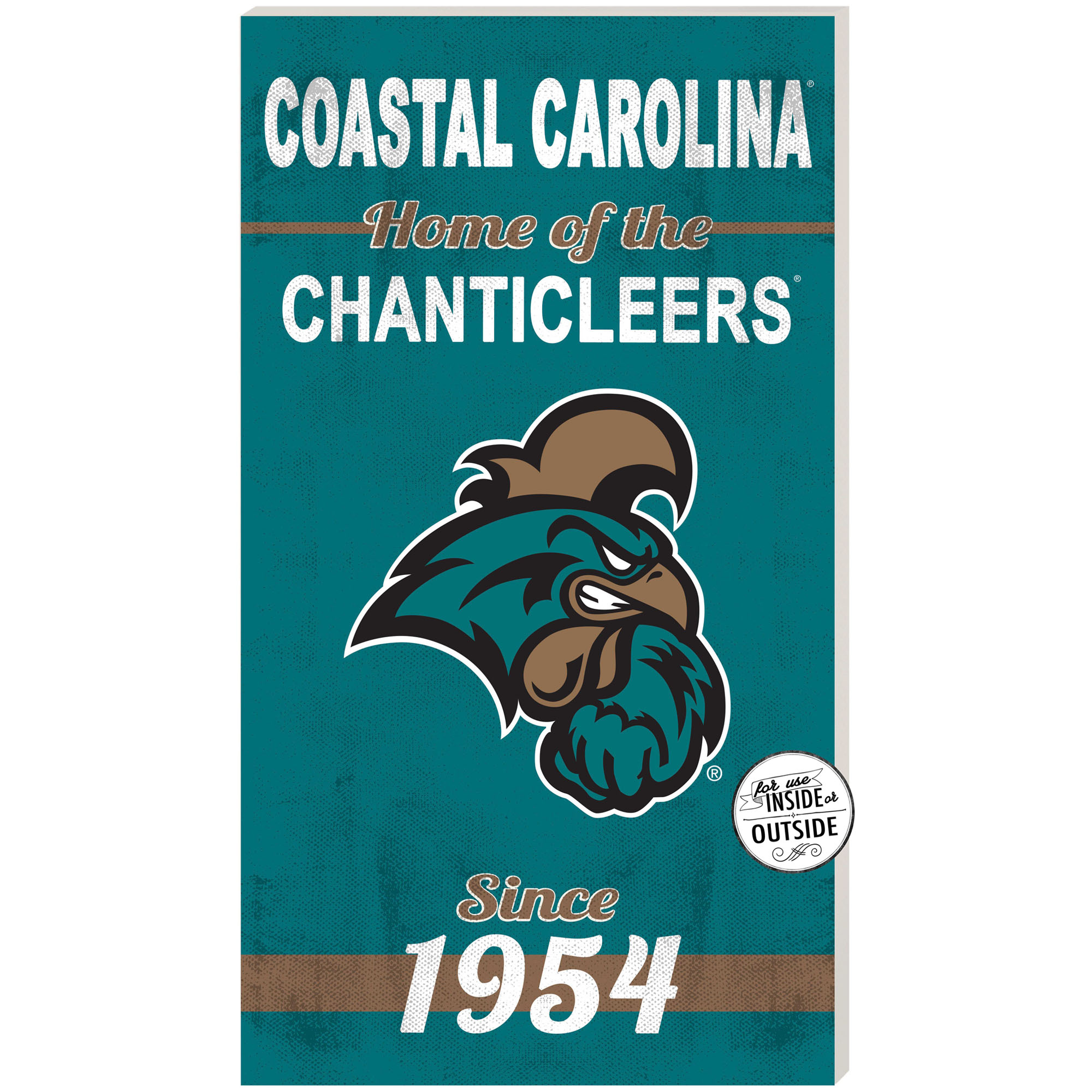 Teal Coastal Carolina Chanticleers 11'' x 20'' Home Of The Sign