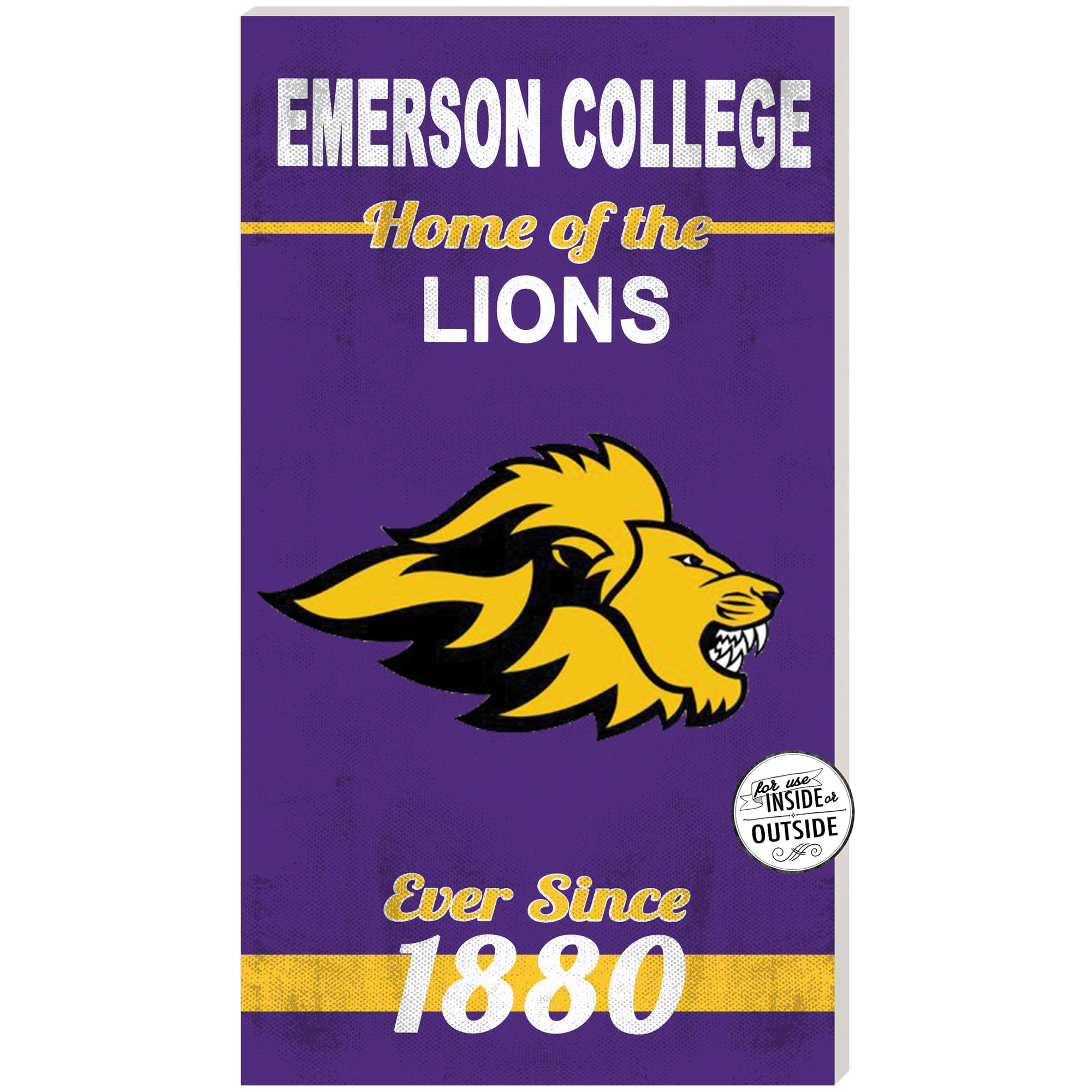 Purple Emerson College Lions 11'' x 20'' Home Of The Sign
