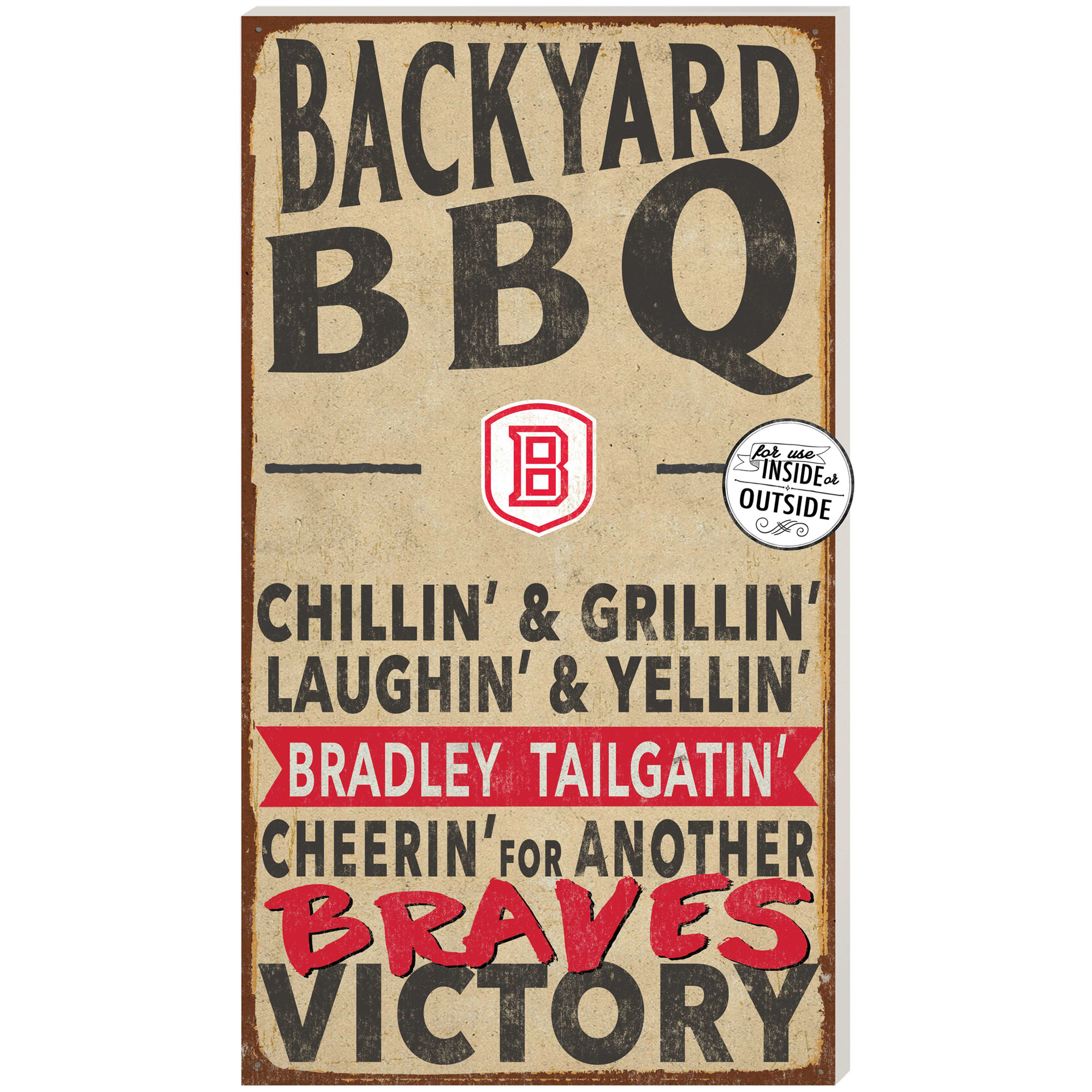 Brown Bradley Braves 11'' x 20'' Indoor/Outdoor BBQ Sign