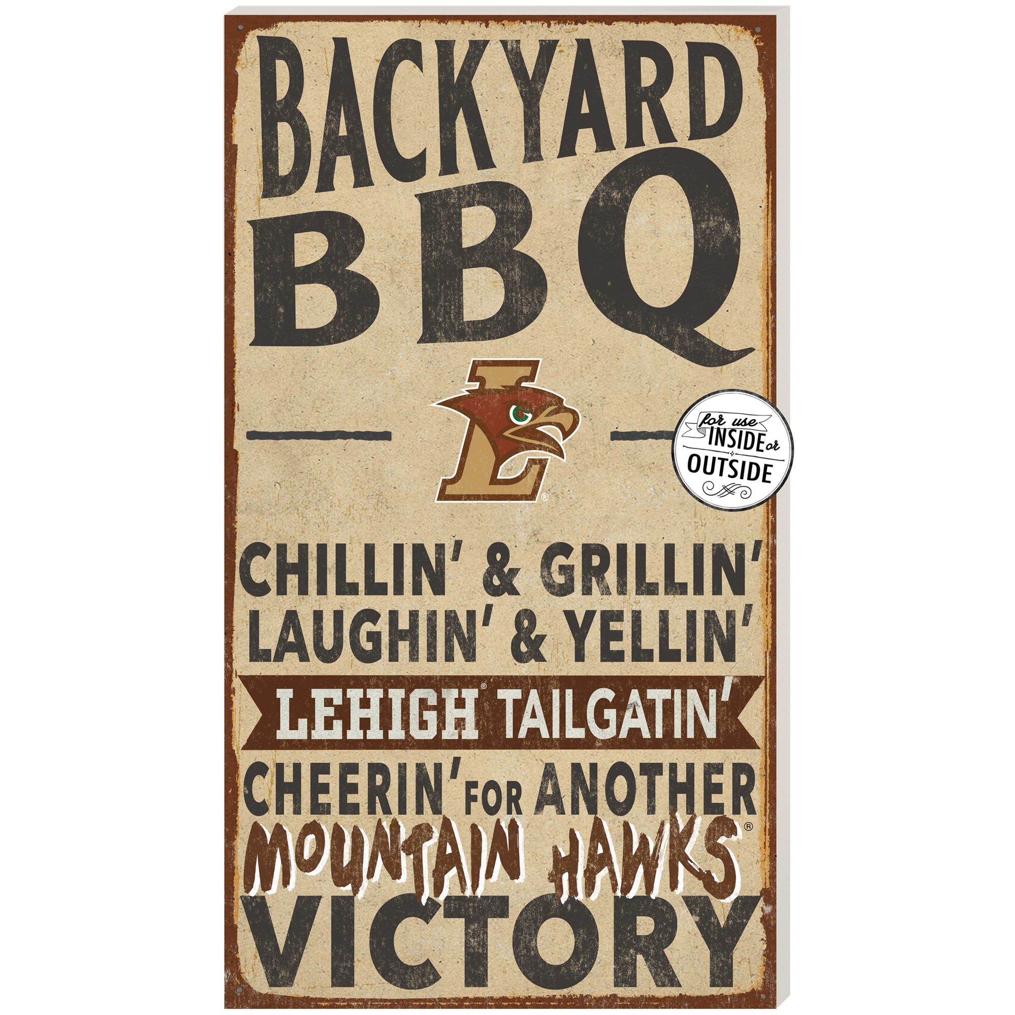 Brown Lehigh Mountain Hawks 11'' x 20'' Indoor/Outdoor BBQ Sign