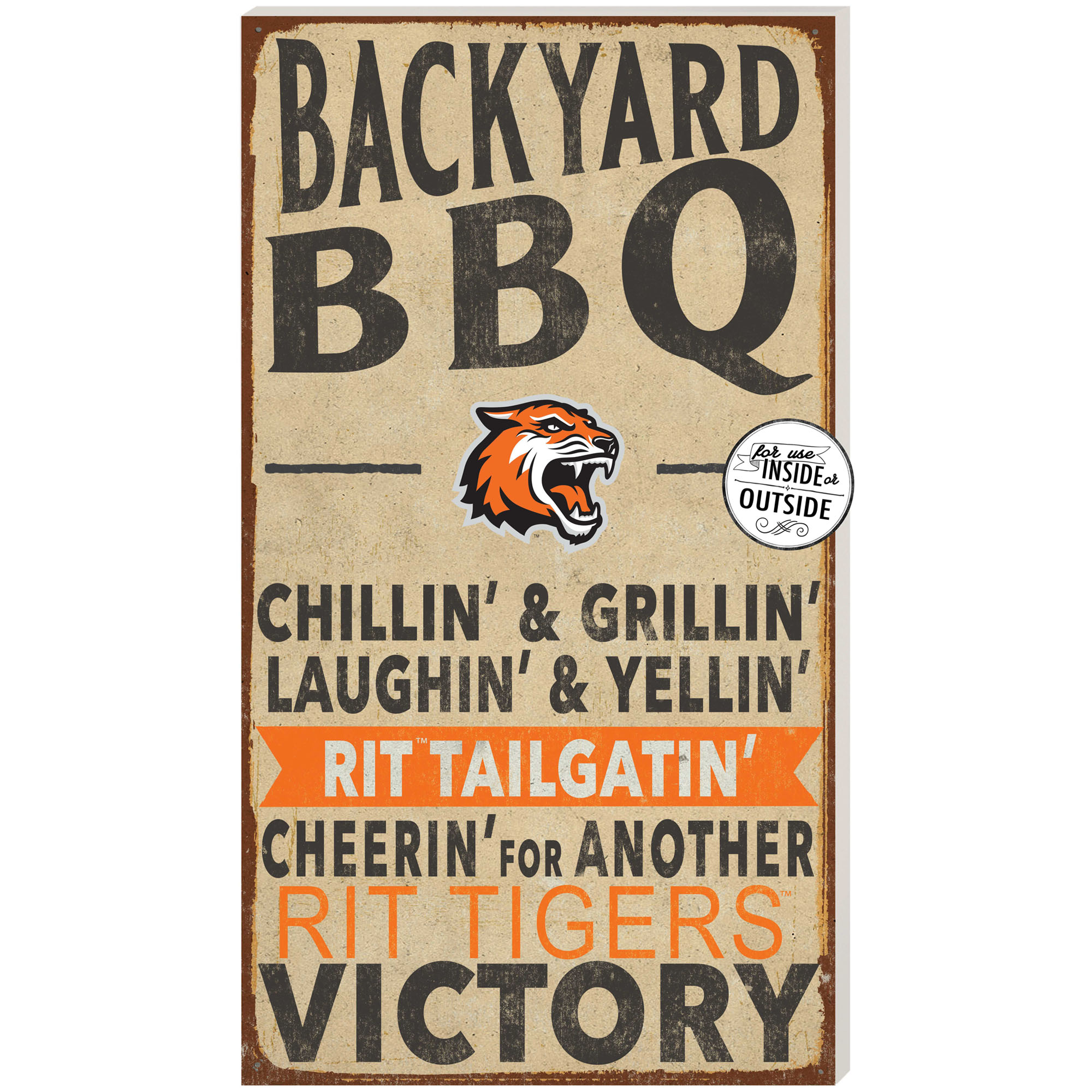 Brown Rochester Institute of Technology Tigers 11” x 20” Indoor/Outdoor BBQ Sign Brown Rochester Institute of Technology Tigers 11” x 20” Indoor/Outdoor BBQ Sign