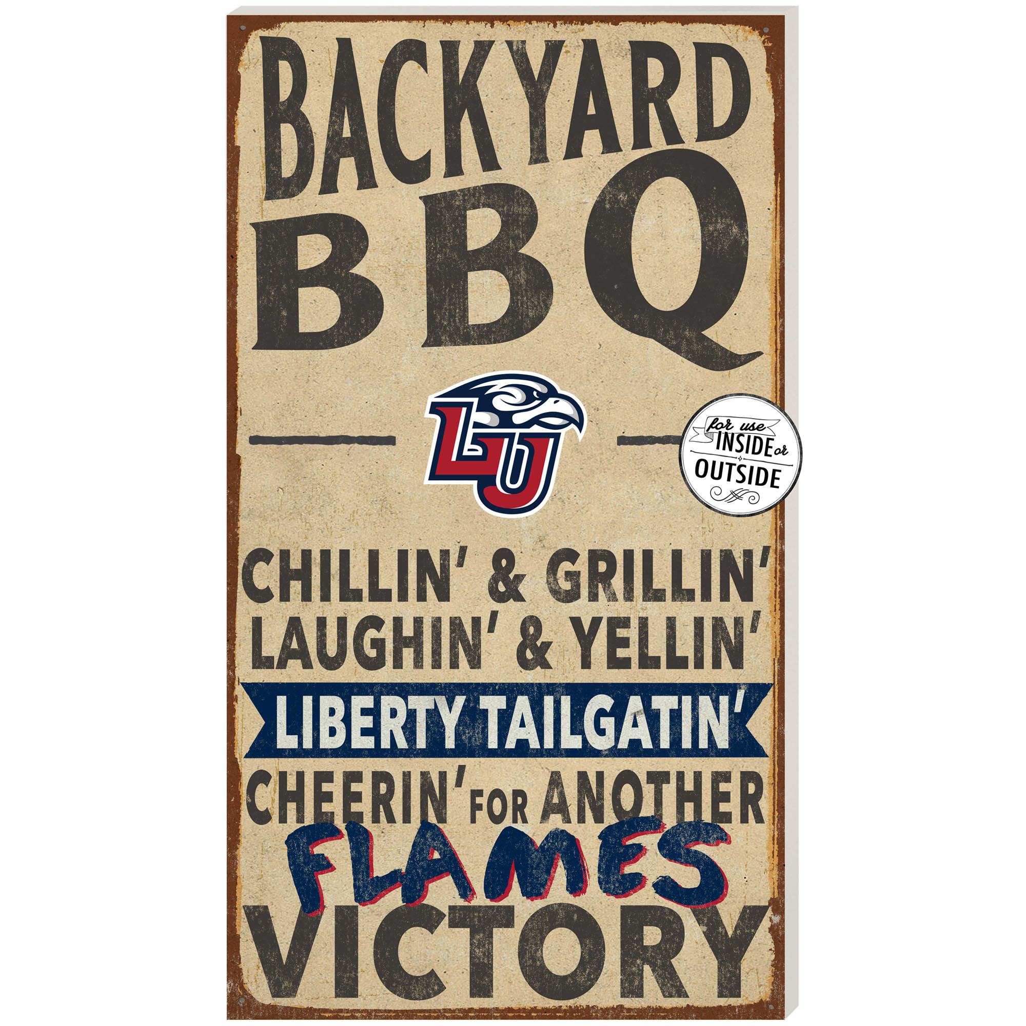 Brown Liberty Flames 11'' x 20'' Indoor/Outdoor BBQ Sign