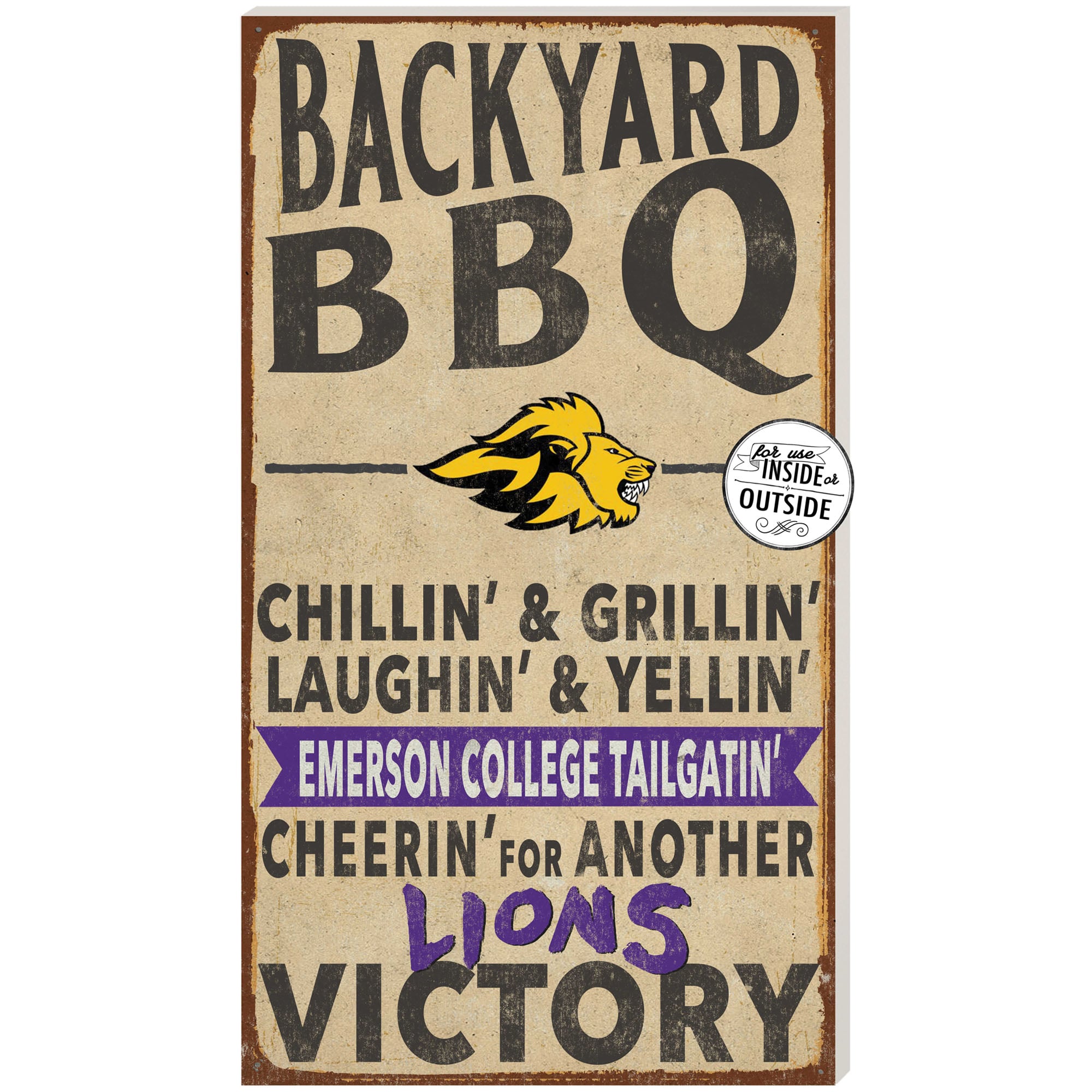 Brown Emerson College Lions 11'' x 20'' Indoor/Outdoor BBQ Sign